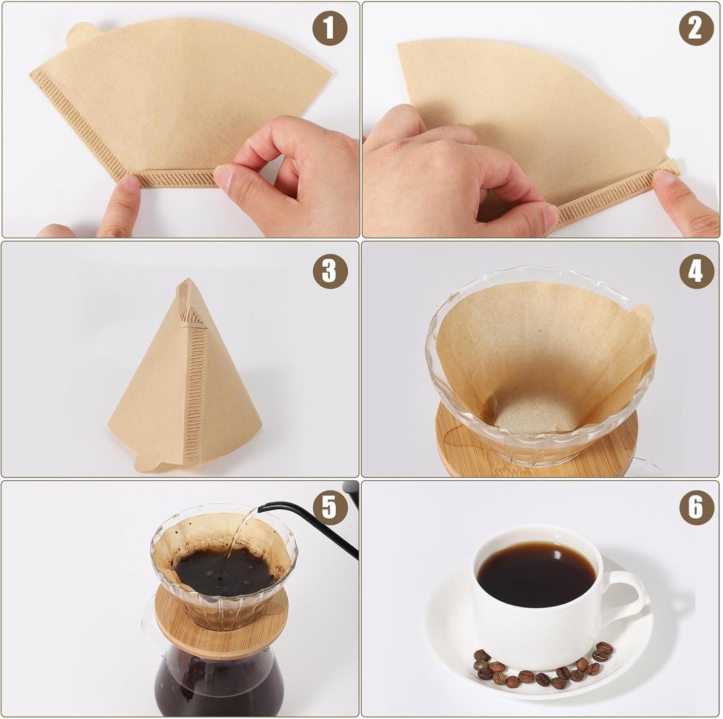 400 Count Cone Coffee Filters #2, 2 Coffee Filters Unbleached Natural Brown Disposable Coffee Filter Compatible with Pour Over and Drip Coffee Maker