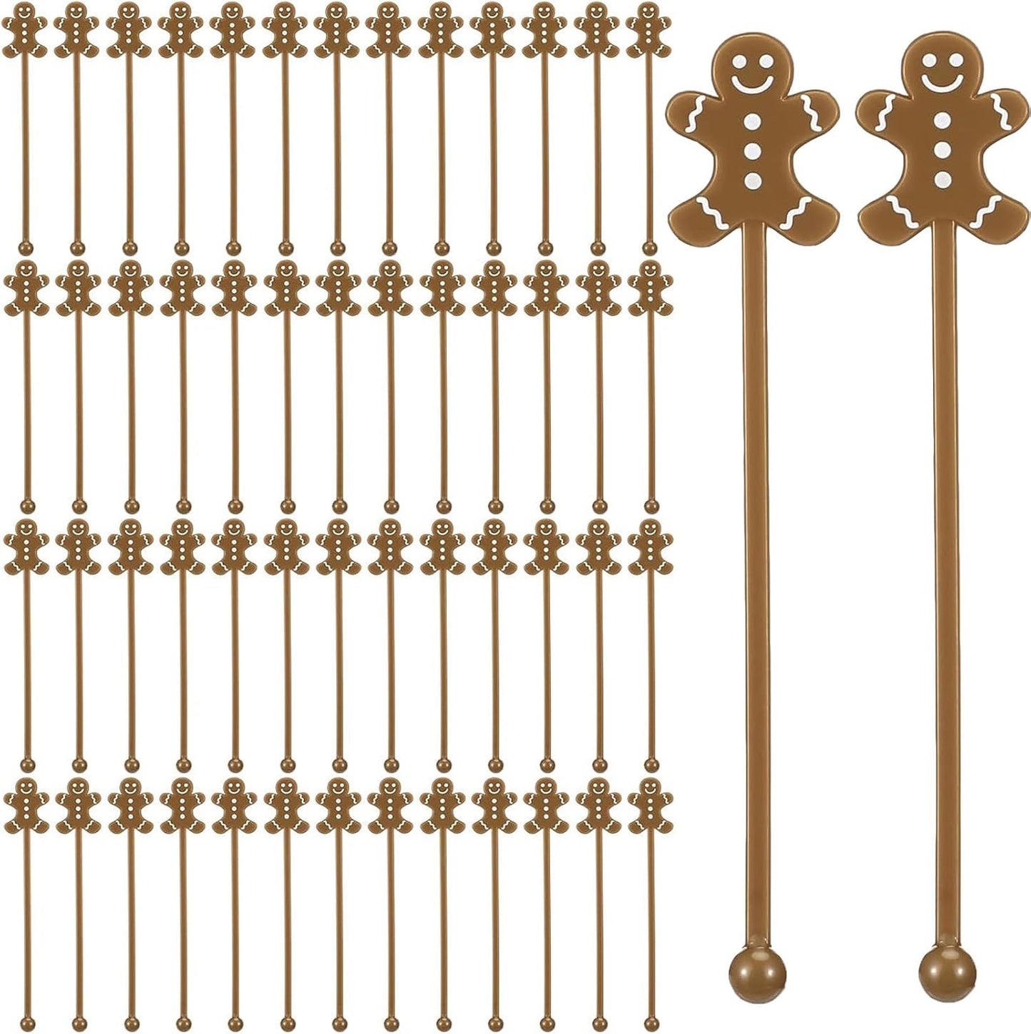 50 Pcs Christmas Drink Stirrers Xmas Coffee Stir Sticks Plastic Swizzle Sticks Cocktail Mixers for Holiday Party Supplies Hot Drinks Cocoa Bar Decoration