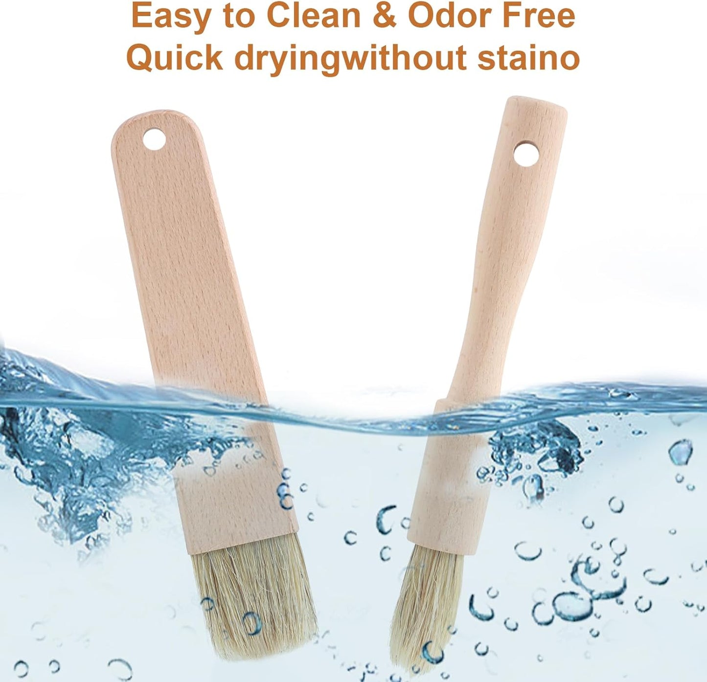 2 Sets Cooking Brush with Wooden Handle Natural Bristles Oil Brush for Cooking Butter Brushes for Oil and Sauce Pastry Brushes for Baking Kitchen Basting Spreading Baking Grilling Bbq Barbecue Food