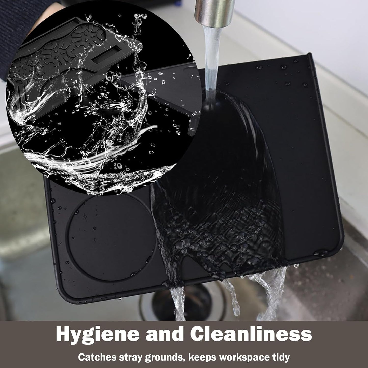 Espresso Tamping Mat - 2PCS Coffee Tamper Mat Food Grade Silicone 6mm Thick Waterproof Heat Resistant Tamp Mat Station for Espresso Machine Accessories, Multi-Use for 51/53/58mm Portafilters Matt