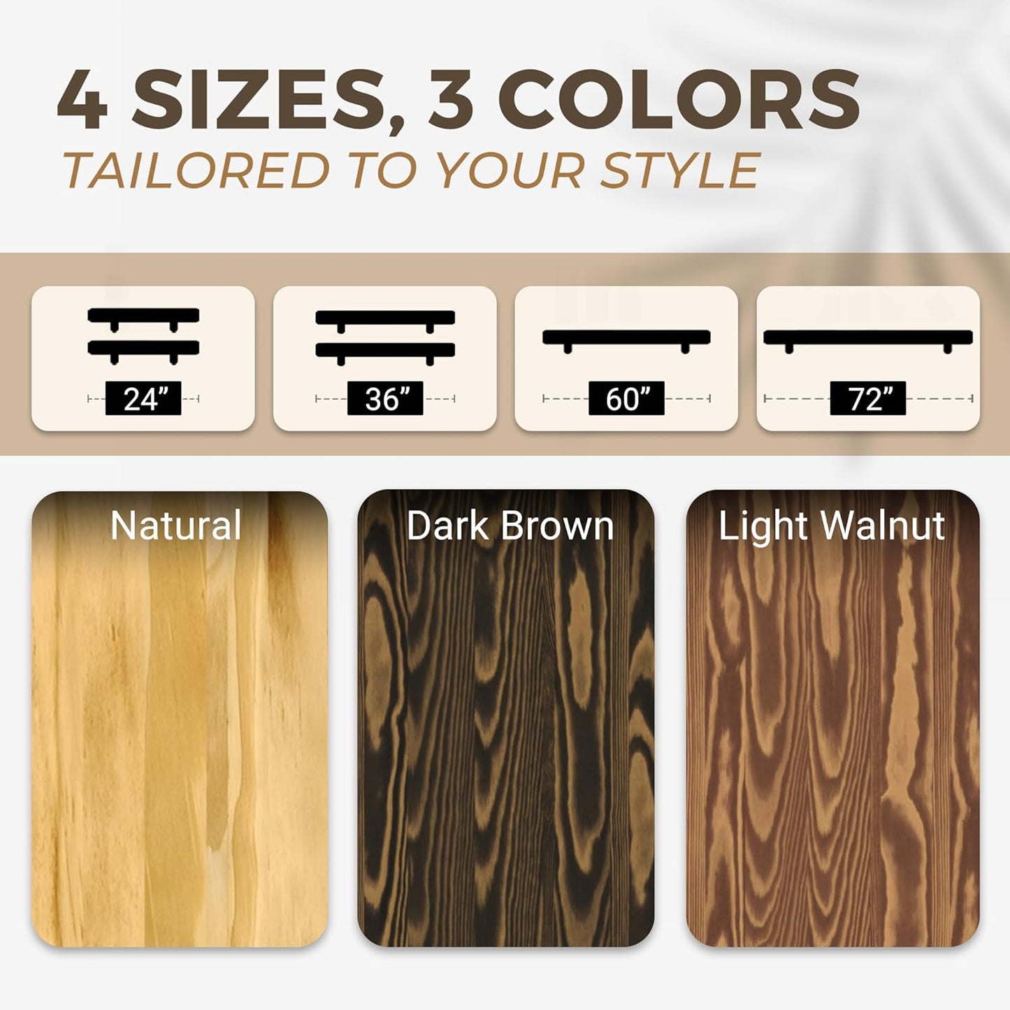 60'' Pine Wood Floating Shelf for Wall - Rustic Wall Mounted Wooden Shelf for Stylish Home Décor, Fireplace Mantel 60inch (Dark Brown, 60x8x2) - 1pcs