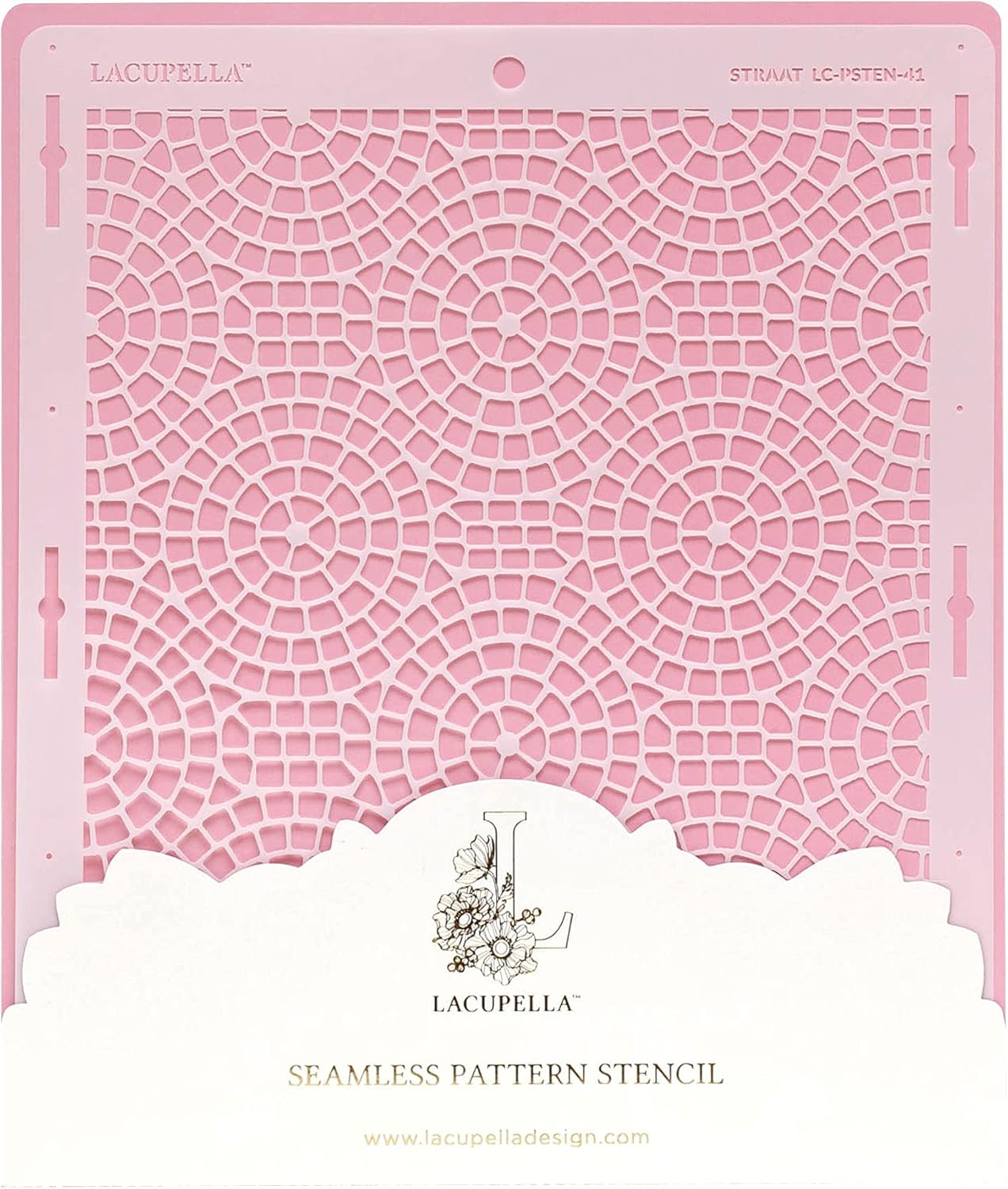 Cake Stencil - Seamless Delicate Pattern for Decorating Tall Double Barrel Cake to Use with Buttercream, Royal Icing, Ganache, Paint, Airbrush (STRAAT)