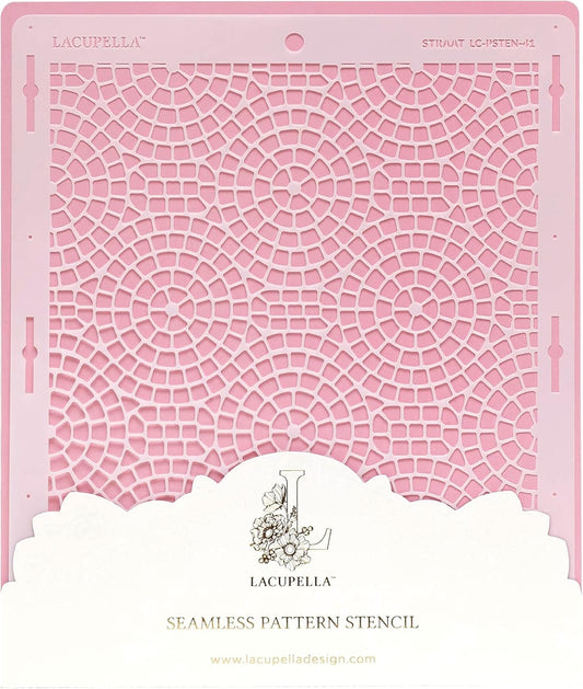 Cake Stencil - Seamless Delicate Pattern for Decorating Tall Double Barrel Cake to Use with Buttercream, Royal Icing, Ganache, Paint, Airbrush (STRAAT)