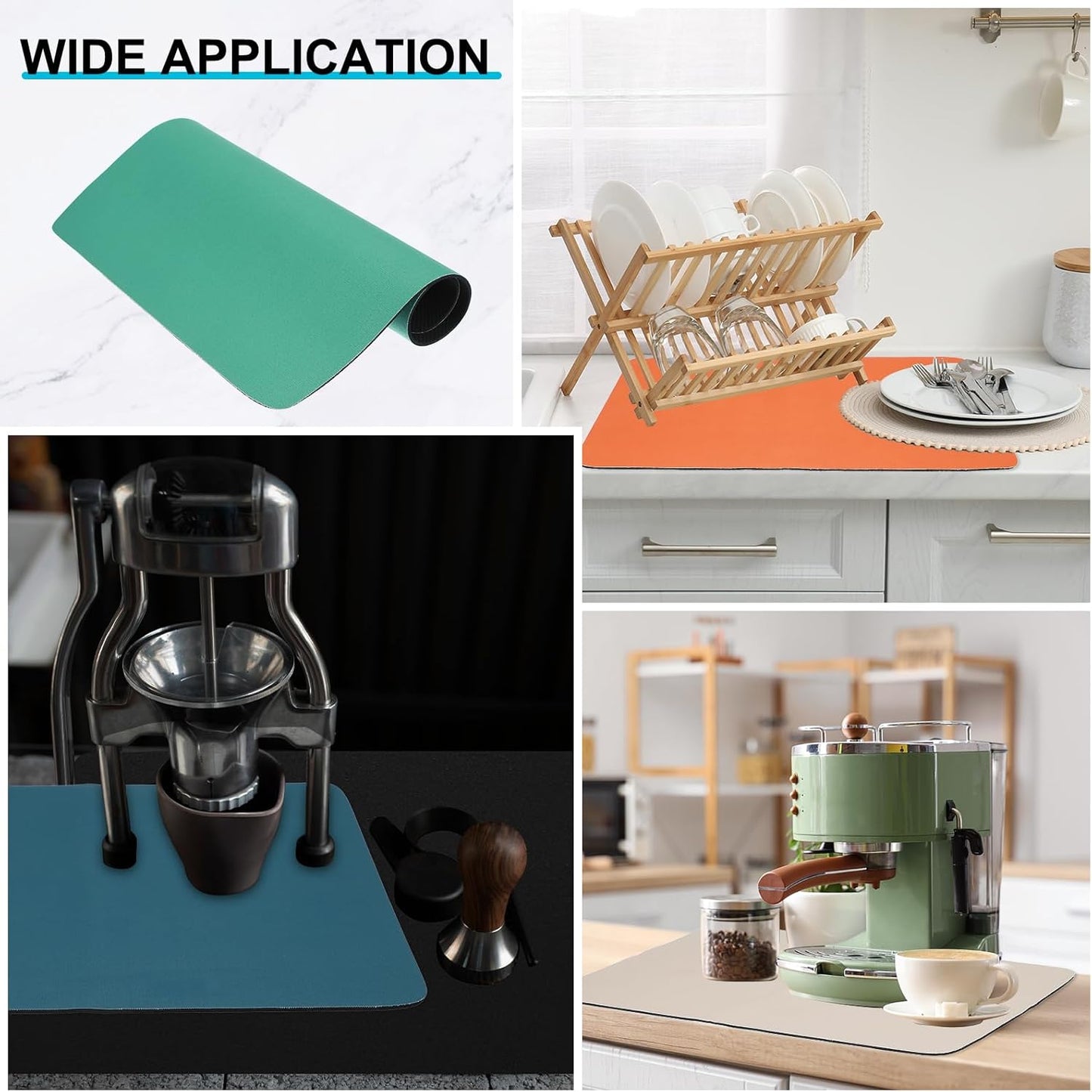 uxcell Silicone Mats for Kitchen Counter, 35.4" x 23.6" Non-Slip Countertop Protector Mat Heat Resistant Coffee Mat Waterproof Table Placemat, Green