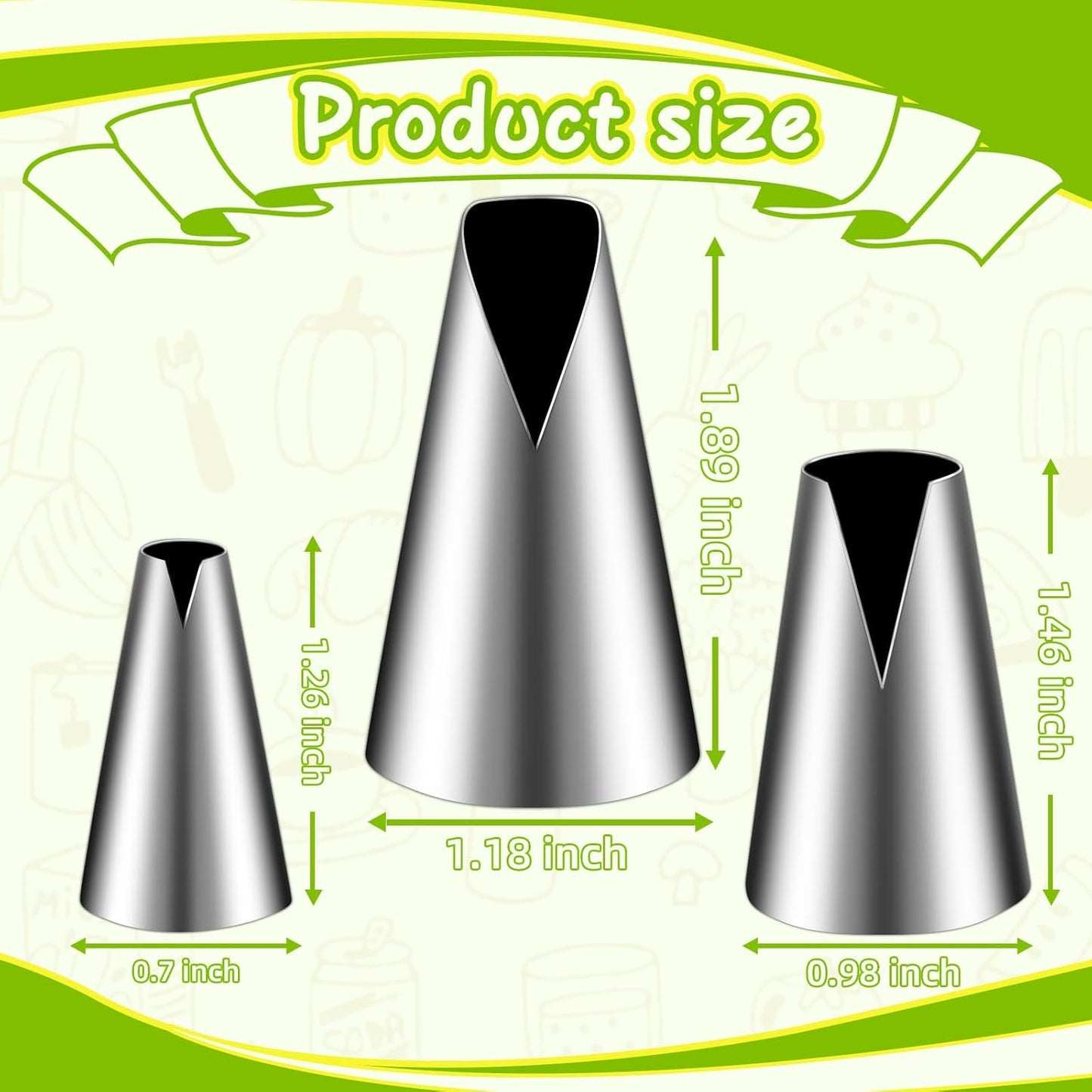 Suuker 3 Pieces Russian Piping Tips Set,V-shaped Wave Cake Decorating Nozzles Tips Piping Kit for Pastry Cupcakes Cakes Cookies Decorating Stainless Steel Kitchen Gadgets