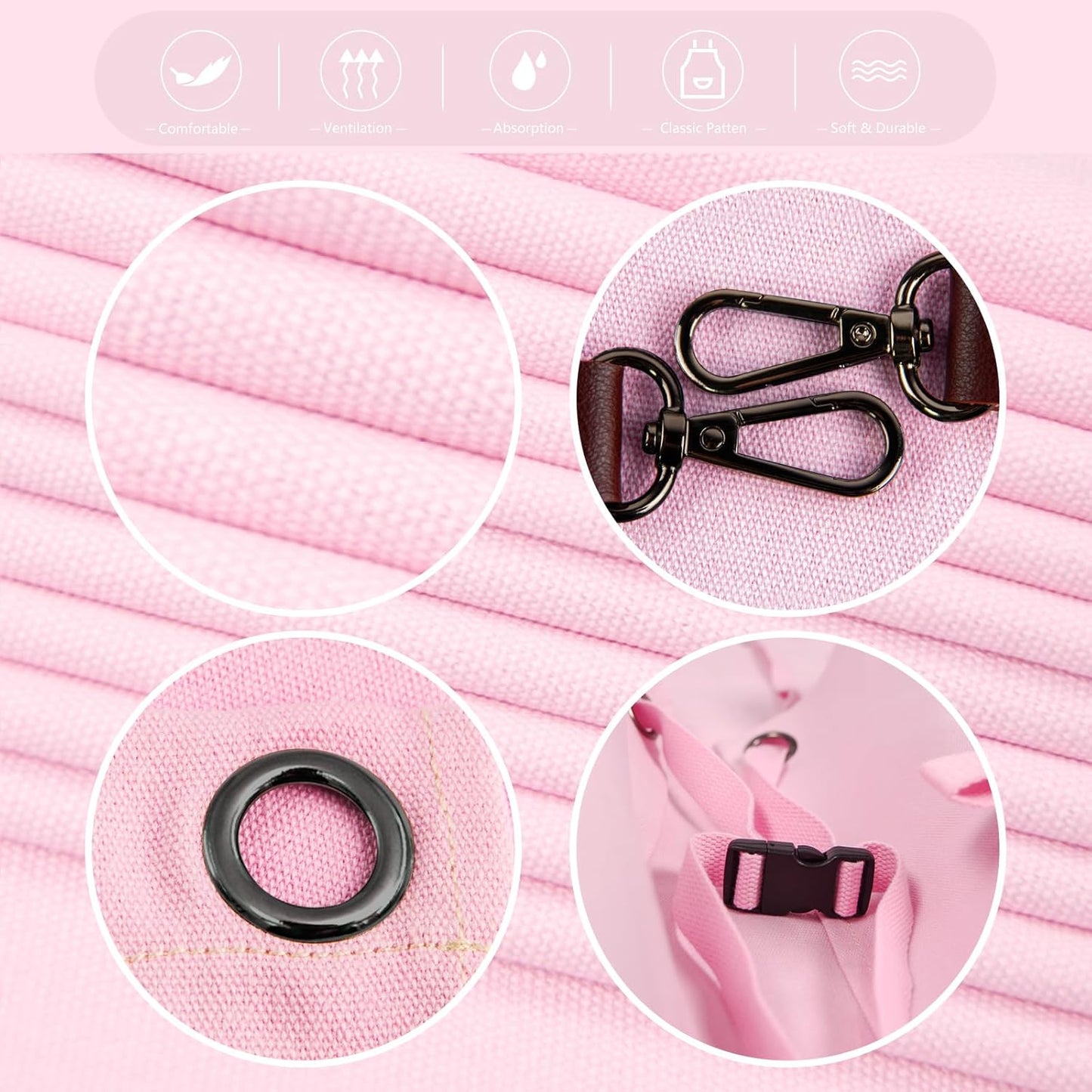 5 Pack Kitchen Apron, Work Apron, Canvas, Multiple Pockets, Gardening, Painting, BBQ, Artist, Carpenter, Sizes M to XXL, Pink