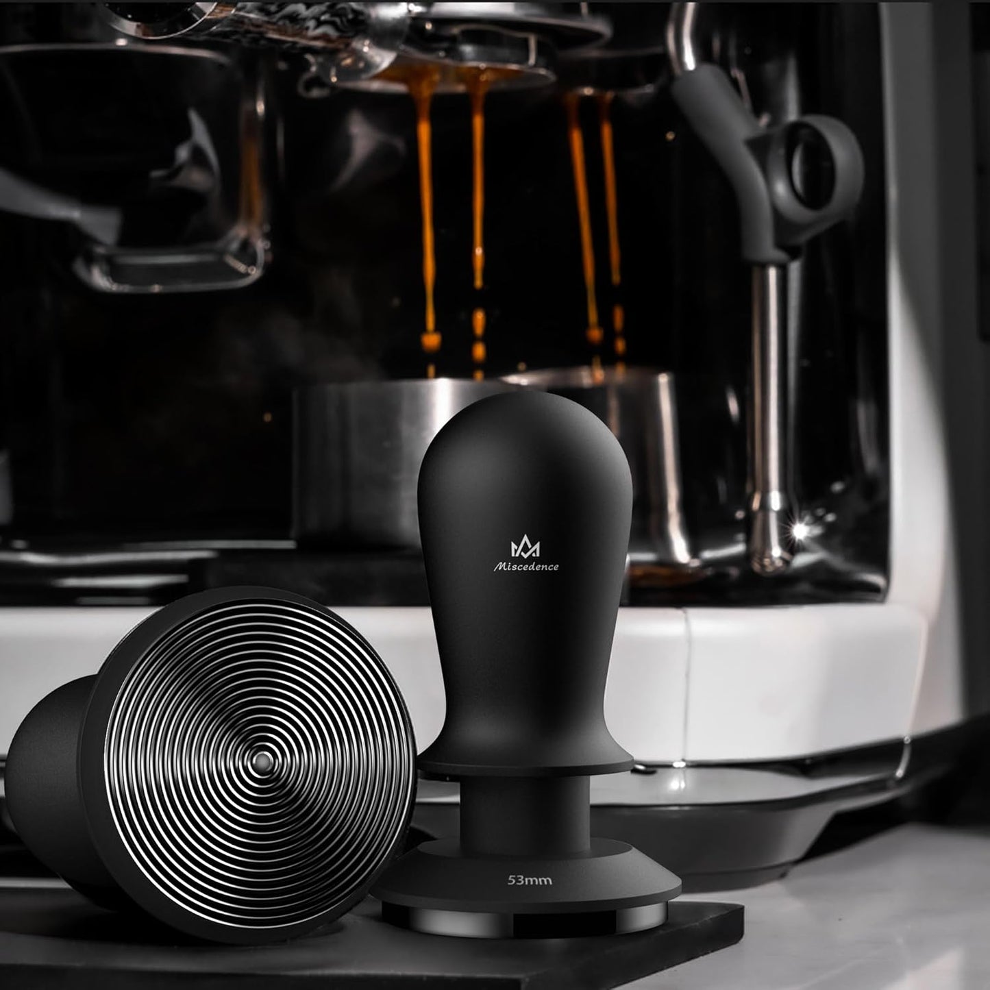 Espresso Tamper 53mm Calibrated Spring Loaded Coffee Tamper with Constant Pressure, Triple Spring Impact Sound Feedback for Barista Home Use (white, 53mm)