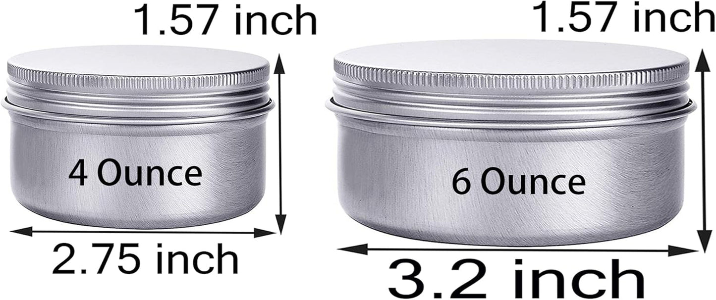 6 Ounce Aluminum Cans 180 mL Screw Lid Metal Storage Tins Containers for Storing Spices, Candies, Lip Balm, Candles, 12 Pcs.