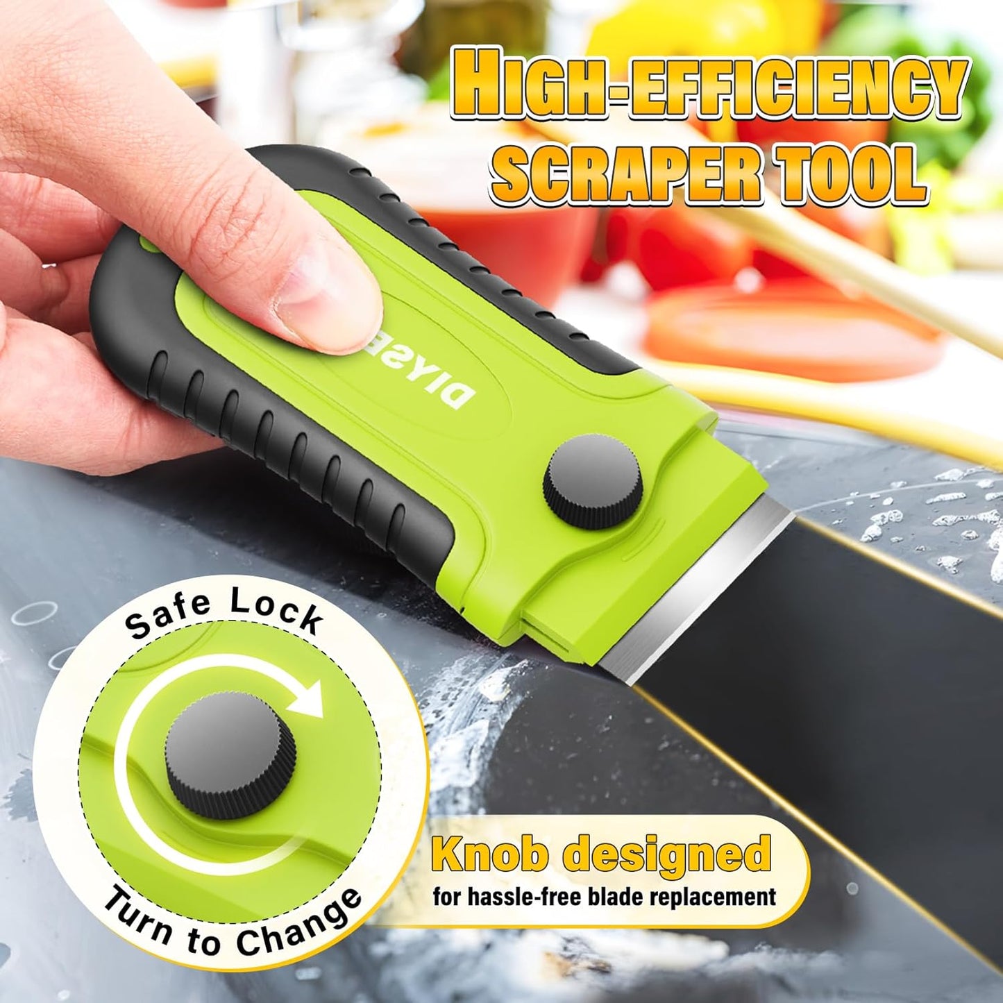 DIYSELF 2 Pack Razor Blade Scraper with 30 Pcs Spare Blades, Heavy Duty Scraper Tool, Scraper for Cleaning, Glass Top Stove, Paint Scraper, Razor Scraper, Glass Scraper, Oven Scraper