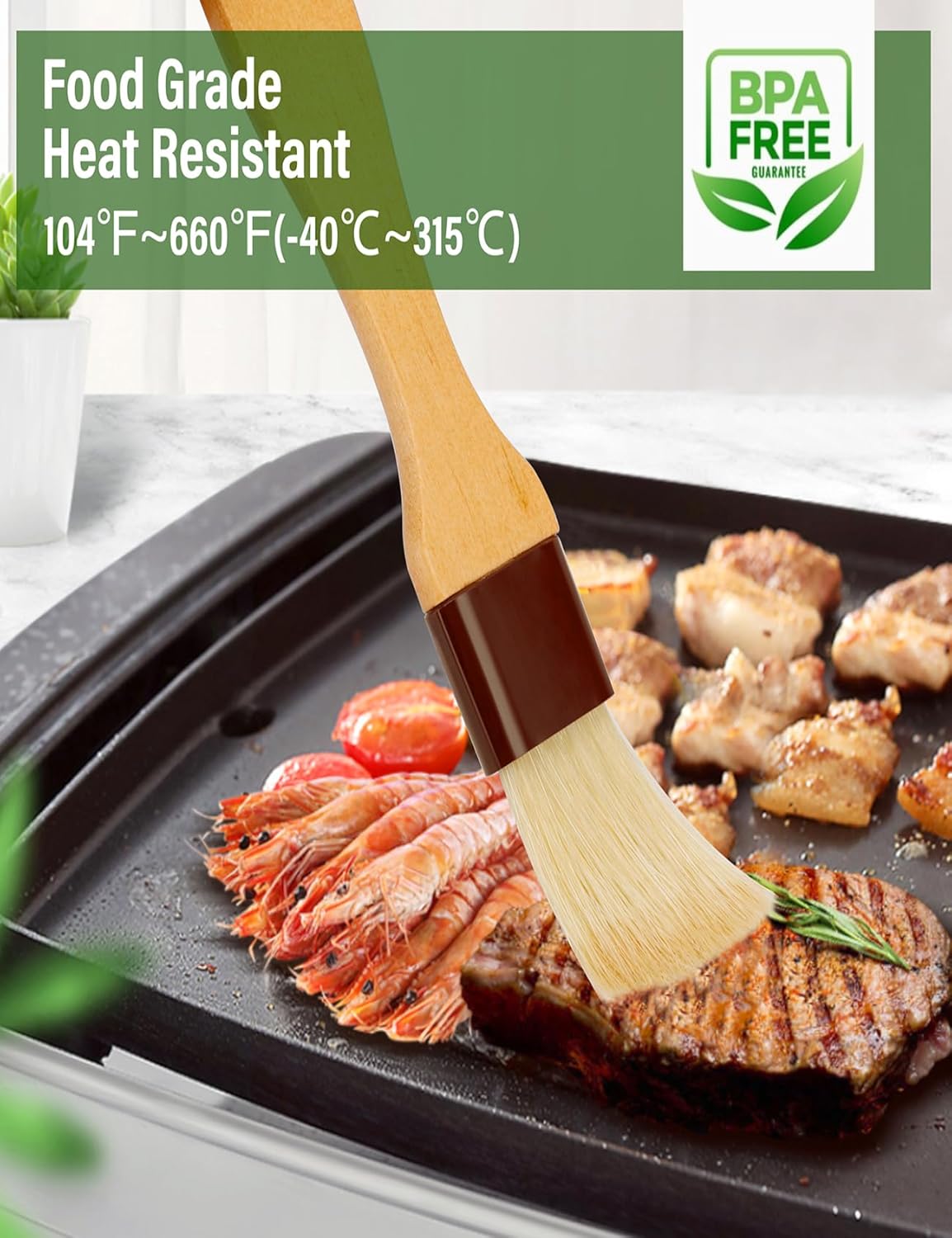 Pastry Brush,Basting Brush for Cooking,2 inch Natural Boar Bristle Baking Brush,Not Shed Cooking Brush for Oil and Sauce,Butter Brush,Food Brushes,Baster,Egg Wash Brush Kitchen Gadgets Baster(2 Pack)