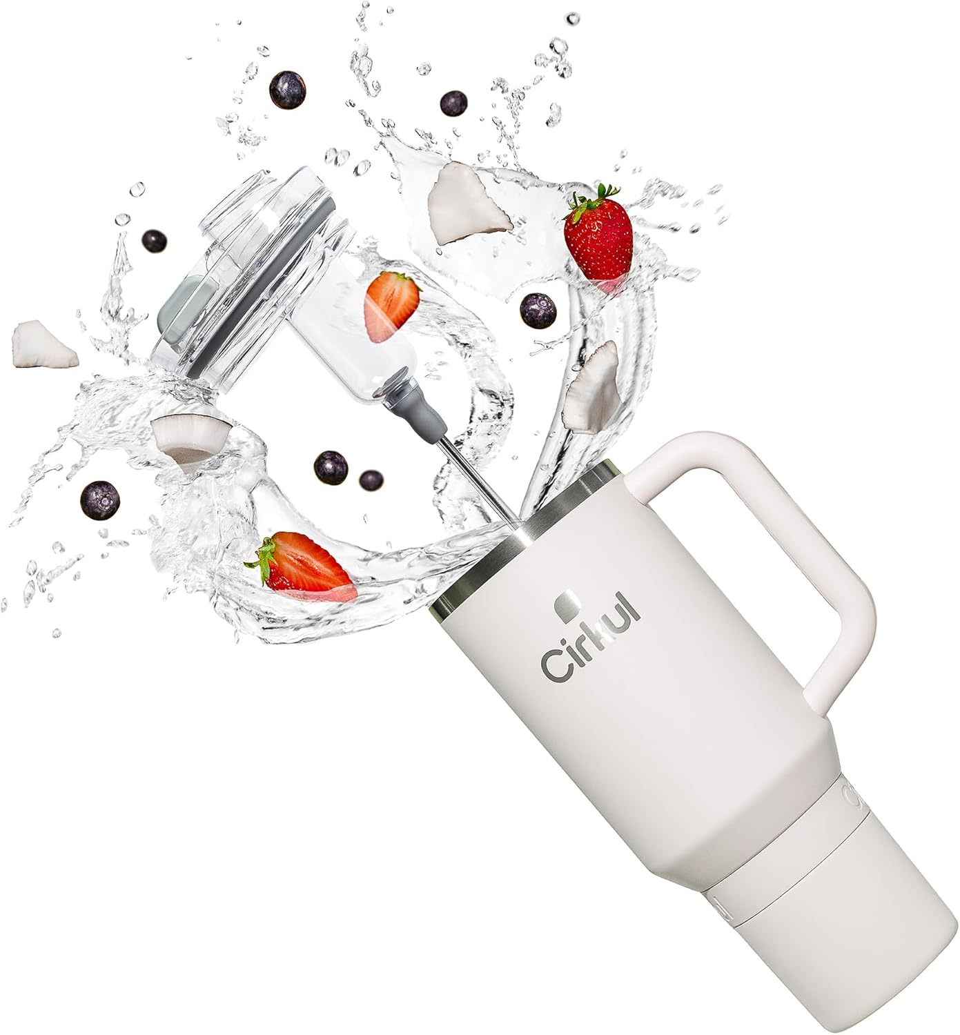 Cirkul 40oz. Pearl Stainless Steel Tumbler with Handle, All-Day StrawSip™, Double-Wall Insulated