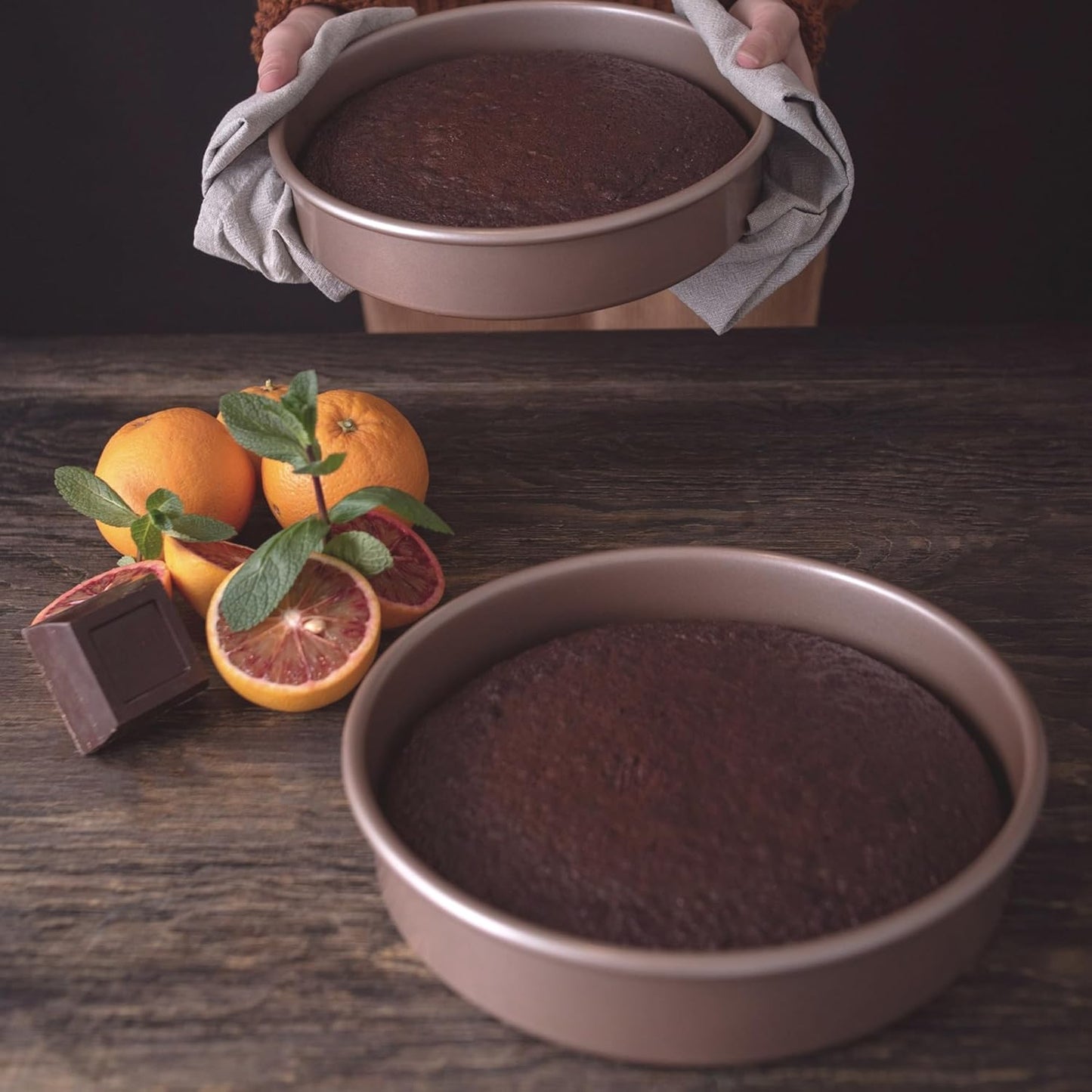 Non Toxic Nonstick 9 inch Round Cake Pans Set of 2 | Quality Non Stick 9 inches Layer Circle Cake Pan 2 inches Deep | Best 9in Baking Pan PFOA, BPA free Nontoxic | 9inch 9inches Cake Pans Set