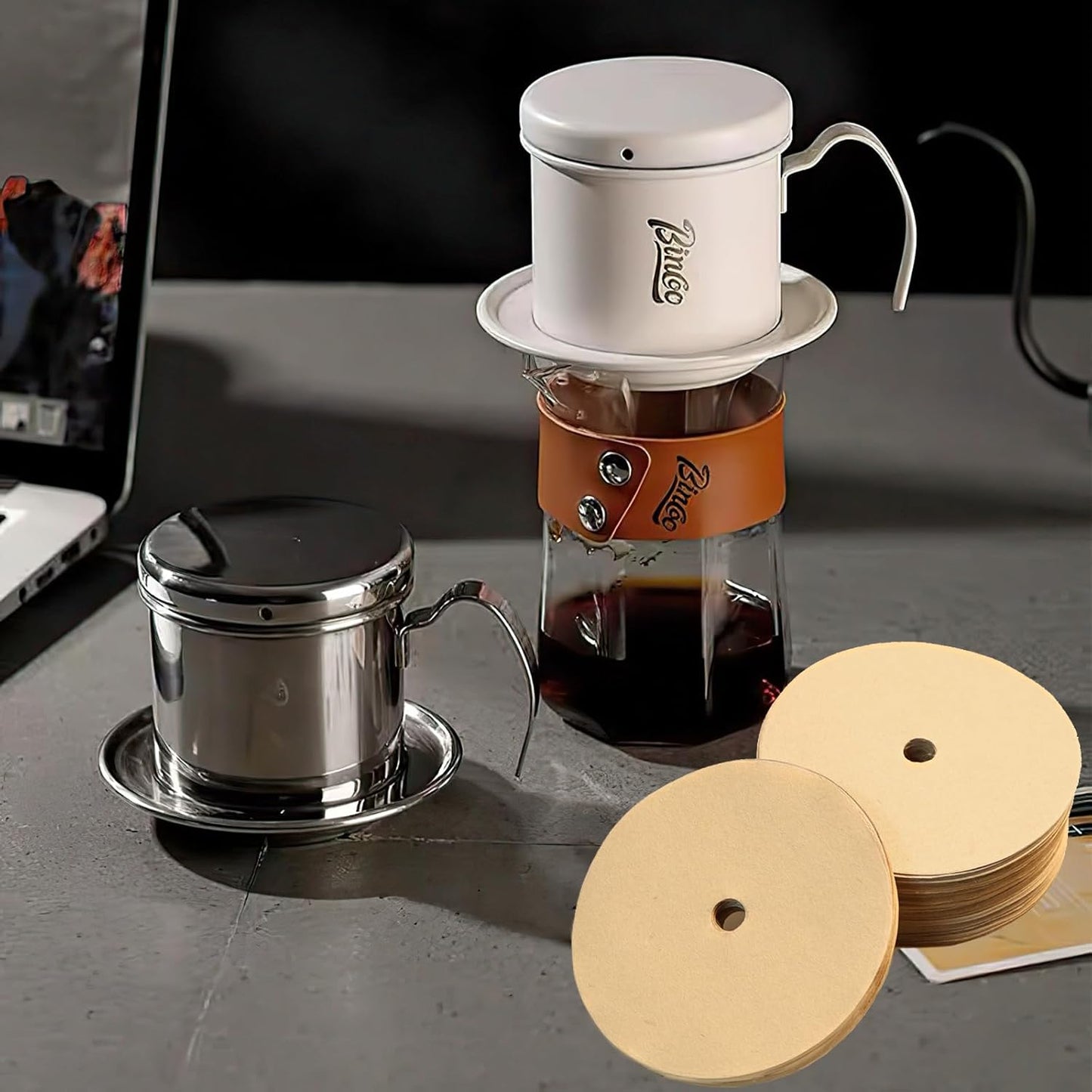 400 Count Percolator Coffee Filters, 3.75 In Unbleached Round Coffee Paper Filter for Percolator Coffee Pot, Disposable Disc Coffee Filter Suitable for Camping, Home, Office