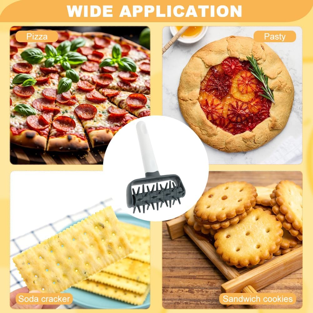 Pizza Dough Docker,Pastry Roller with Spikes Docker Dough Bubble killer Pie Docker Roller for Home Kitchen Pizza Making Accessories(COLOR:Dark grey)