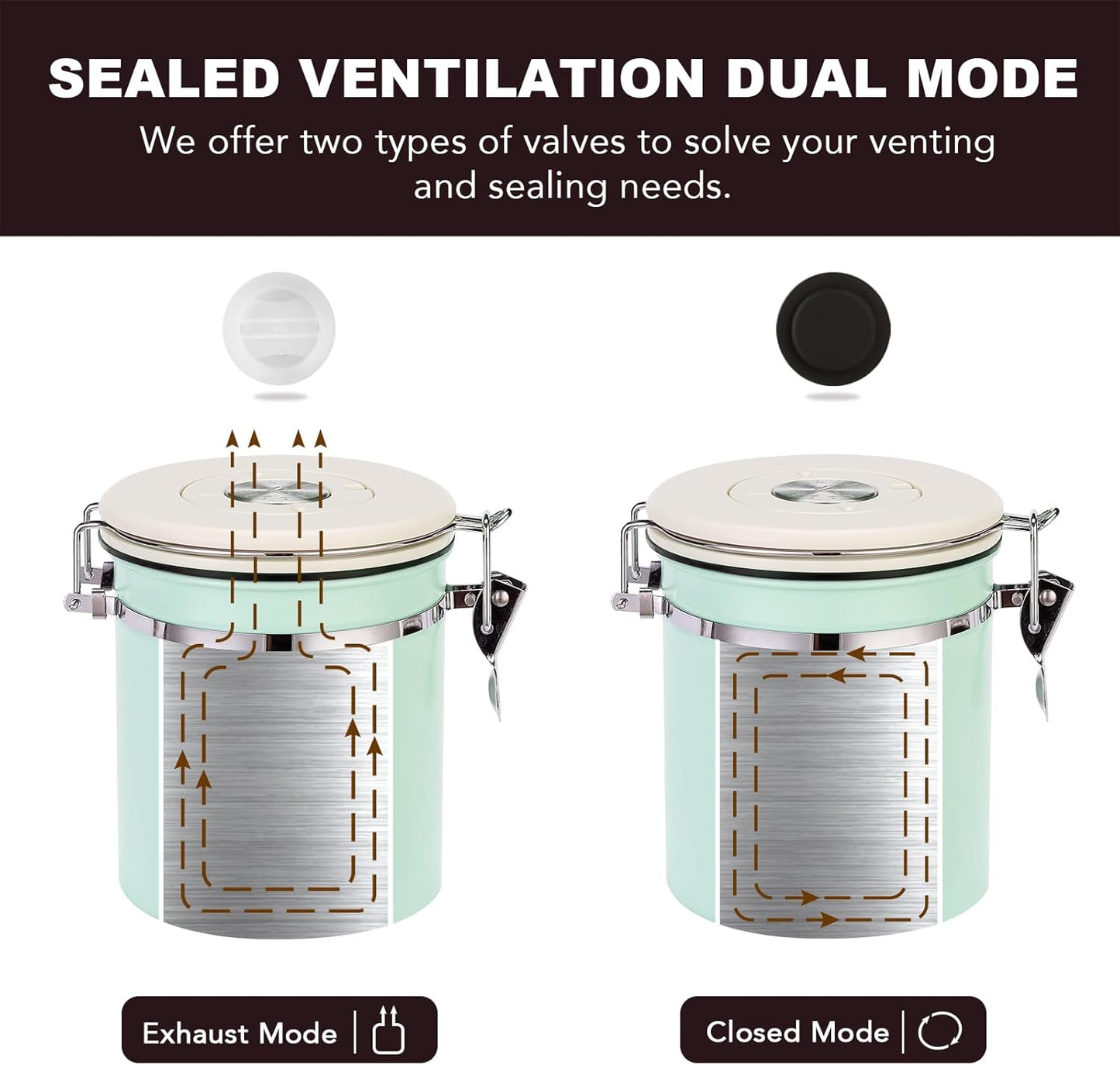 ShanSon Coffee Canister Airtight Coffee Container Stainless Steel Coffee Bean Storage Container with Scoop and See Through Window Coffee Canister for Beans Grounds Sugar Flour Tea Cereal,16OZ,Green