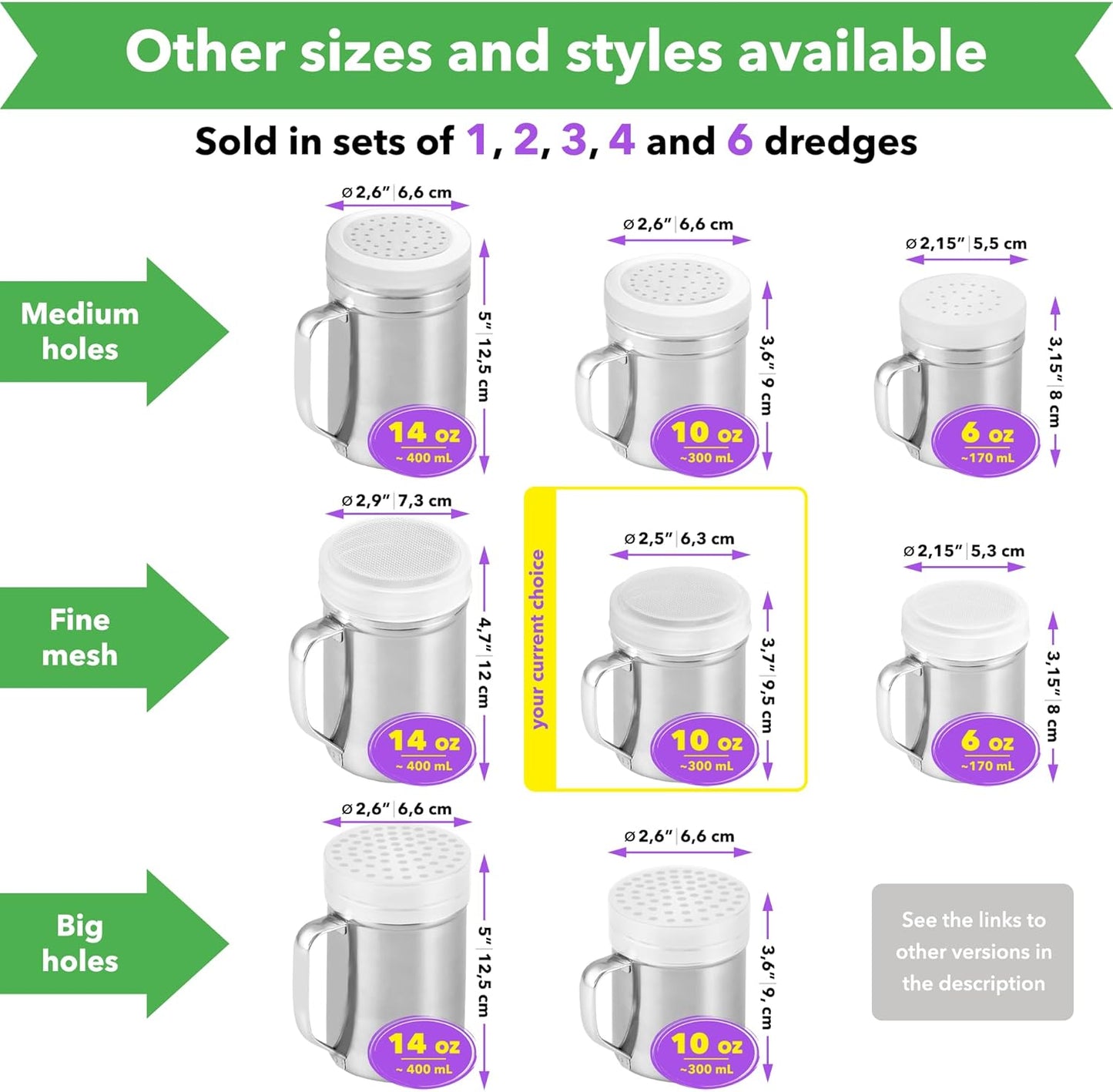 CUSINIUM Powdered Sugar Shaker Duster - With Handle - Cinnamon Shaker For Coffee Bar - Fine Mesh Dredge - 10 ounce | Style: Fine