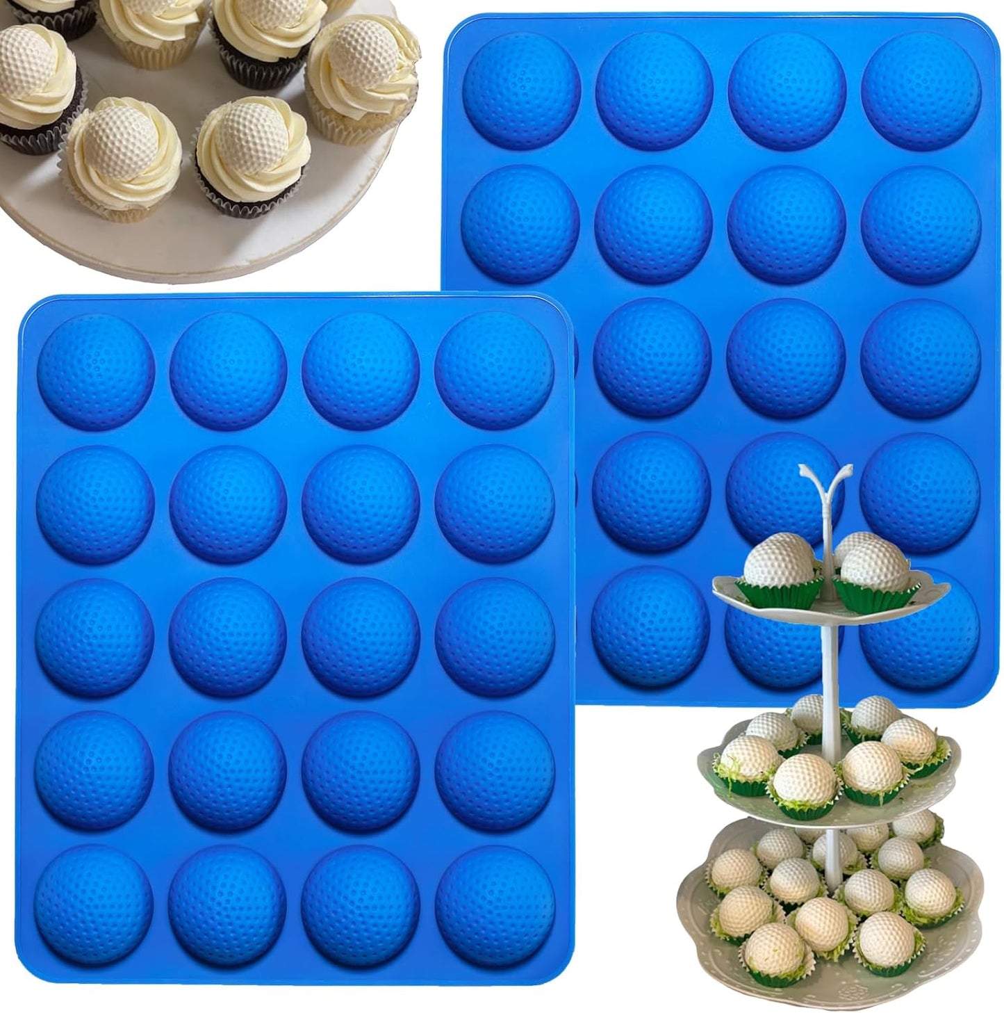 Silicone Golf Ball Cake Pop Mold - 40-Cavity Golf Ball Chocolate Molds for Cake Decorations, Hot Chocolate Bomb, Jelly, Pudding, Gelatin Molds