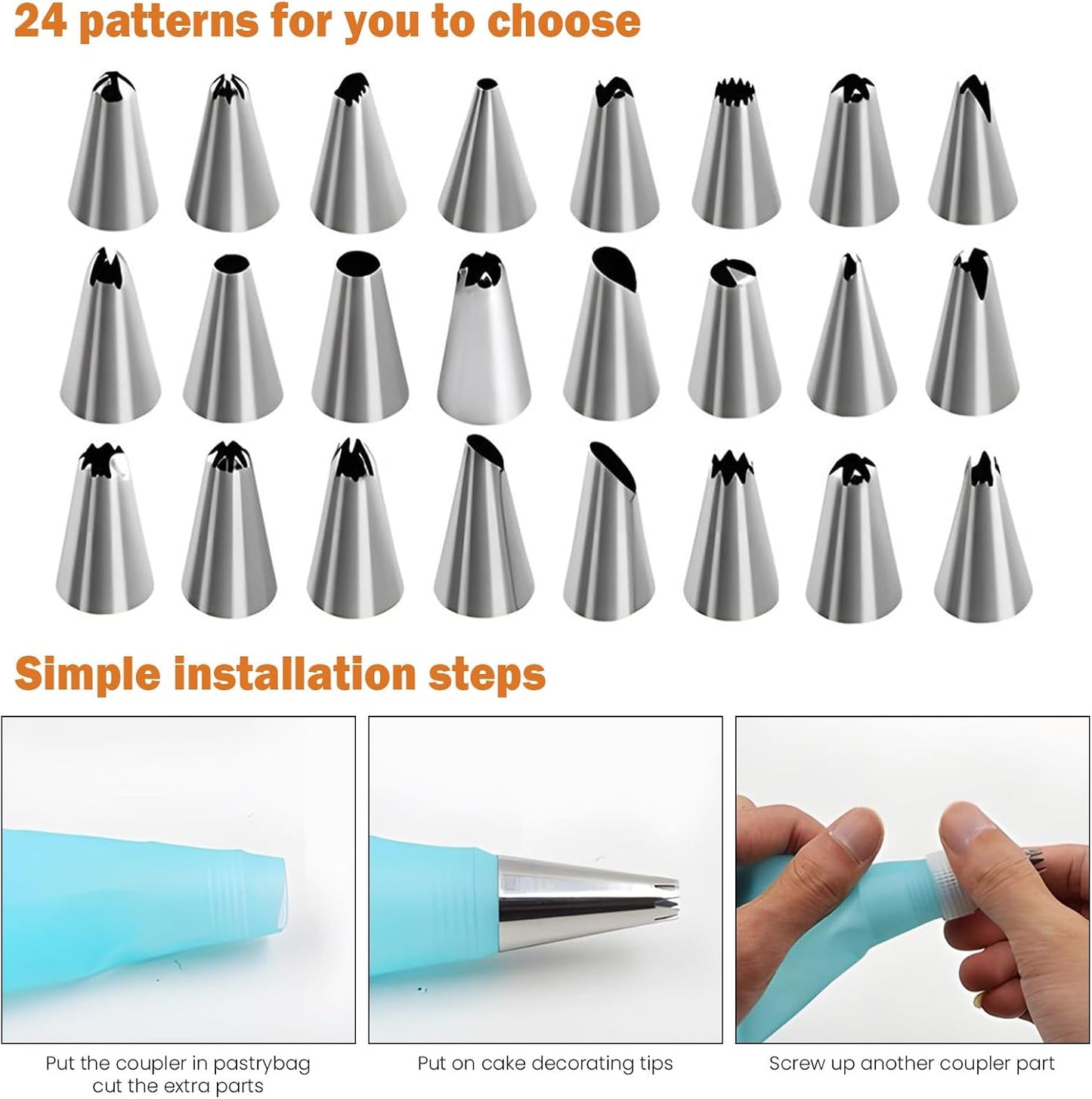 Generic Multicolor 72-Piece Decorating Set; Flower Opening; Silicone & Stainless Steel; Cake Decorating Kit; Piping Tips Set