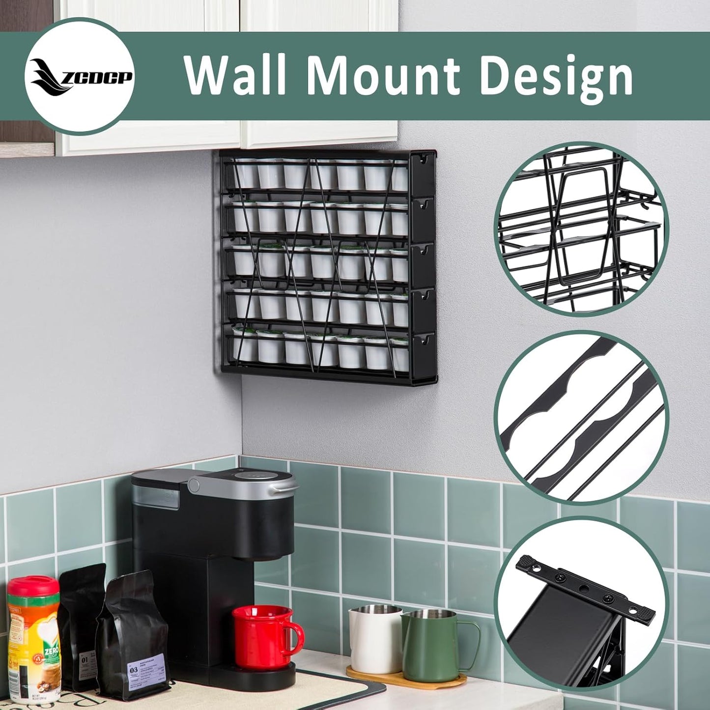 ZCDCP for K Cup Coffee Pod Holder, K Cup Holder Drawer Wall Mounted Coffee Pod Organiser (Holds 35 Coffee Pods)