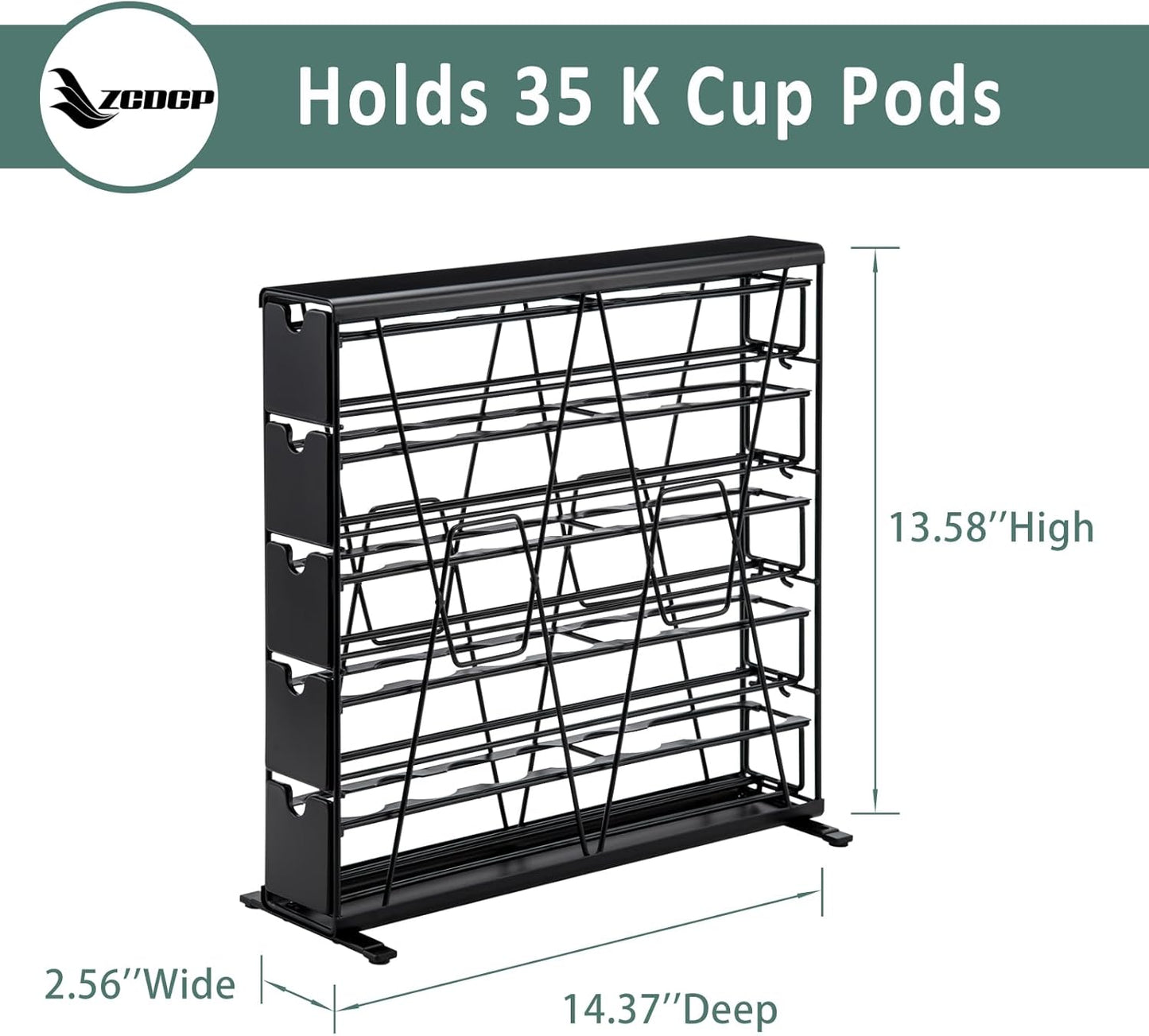 ZCDCP for K Cup Coffee Pod Holder, K Cup Holder Drawer Wall Mounted Coffee Pod Organiser (Holds 35 Coffee Pods)