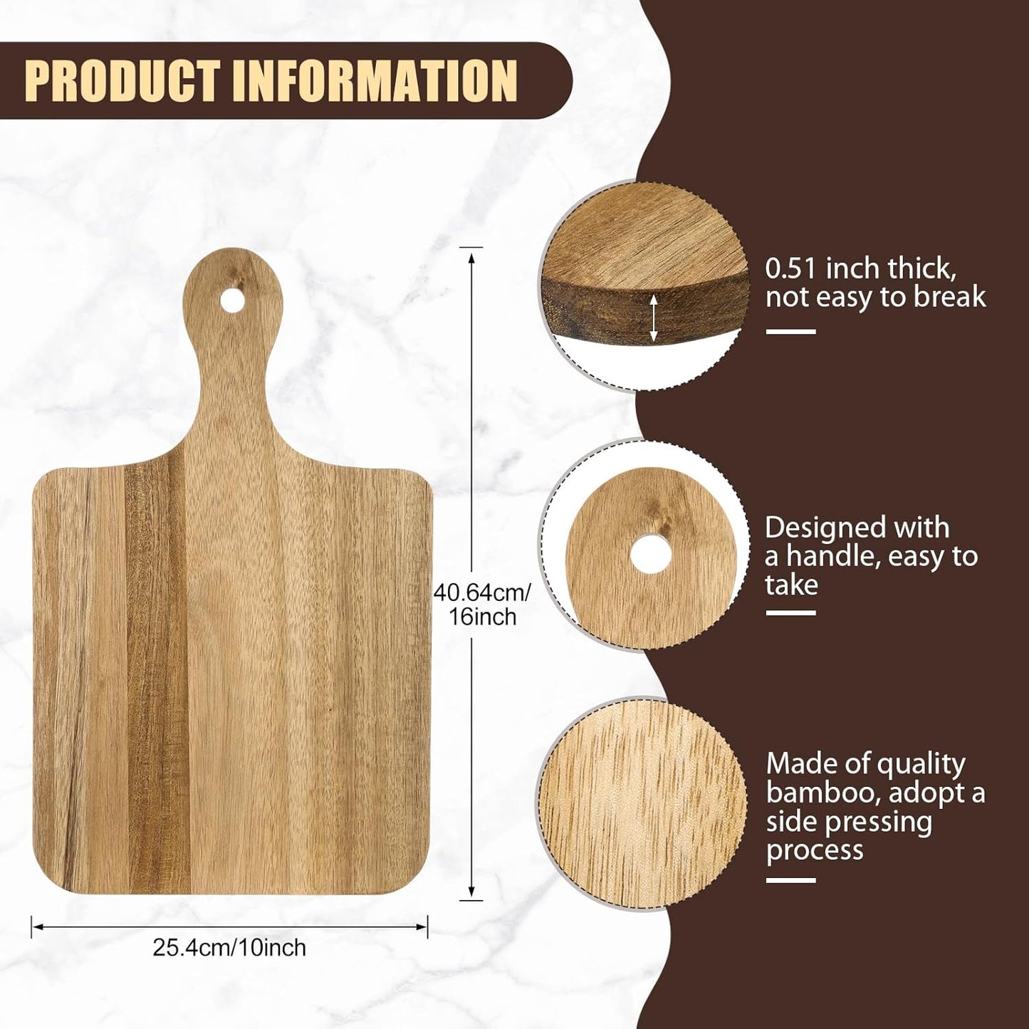Lounsweer 6 Pcs Thicken Cutting Board Bulk Wood Board for Chopping Serving Charcuterie Material for Laser Engraving Mother' Day Wedding Housewarming Gift