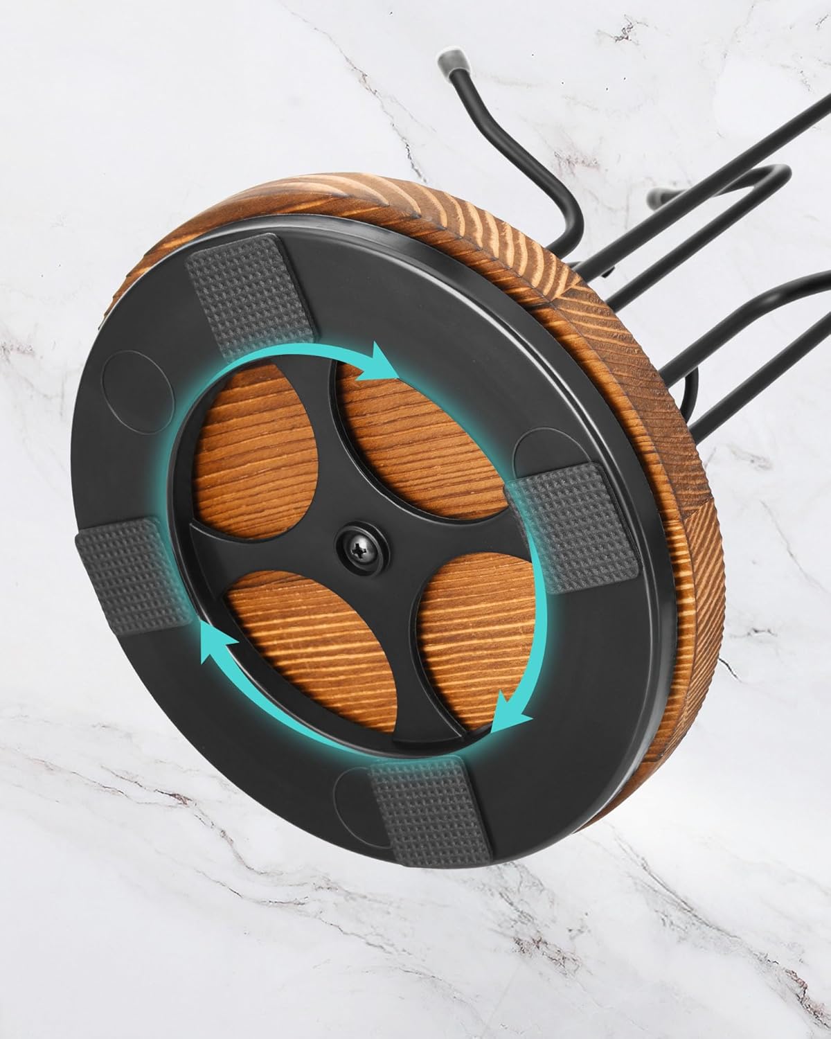 HULISEN 360° Rotating Mug Tree for Large Cups, Counter Coffee Mug Holder with 8 Hooks, Metal Coffee Cup Rack Stand for Countertop with Stable Wooden Base, Kitchen Counter Decor