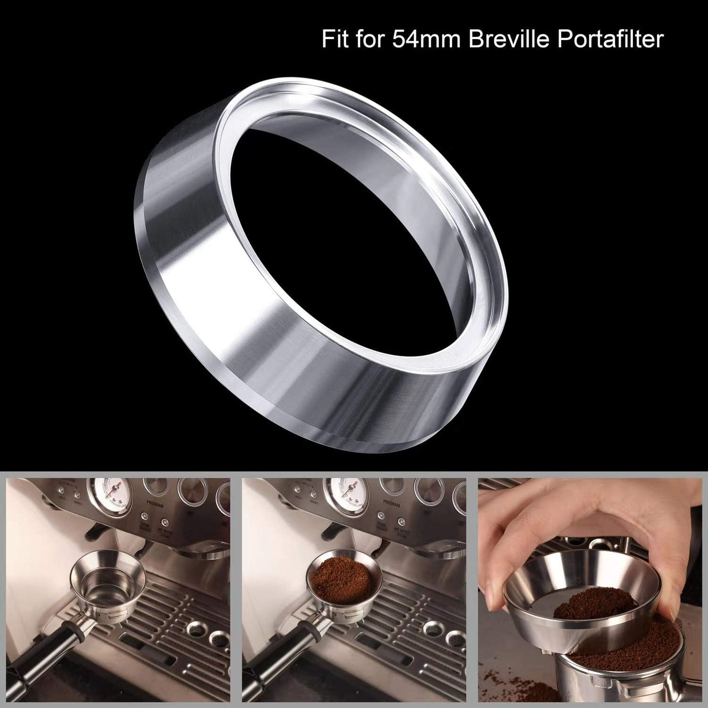 54mm Espresso Dosing Funnel, MATOW Stainless Steel Coffee Dosing Ring Compatible with Breville 54mm Portafilter