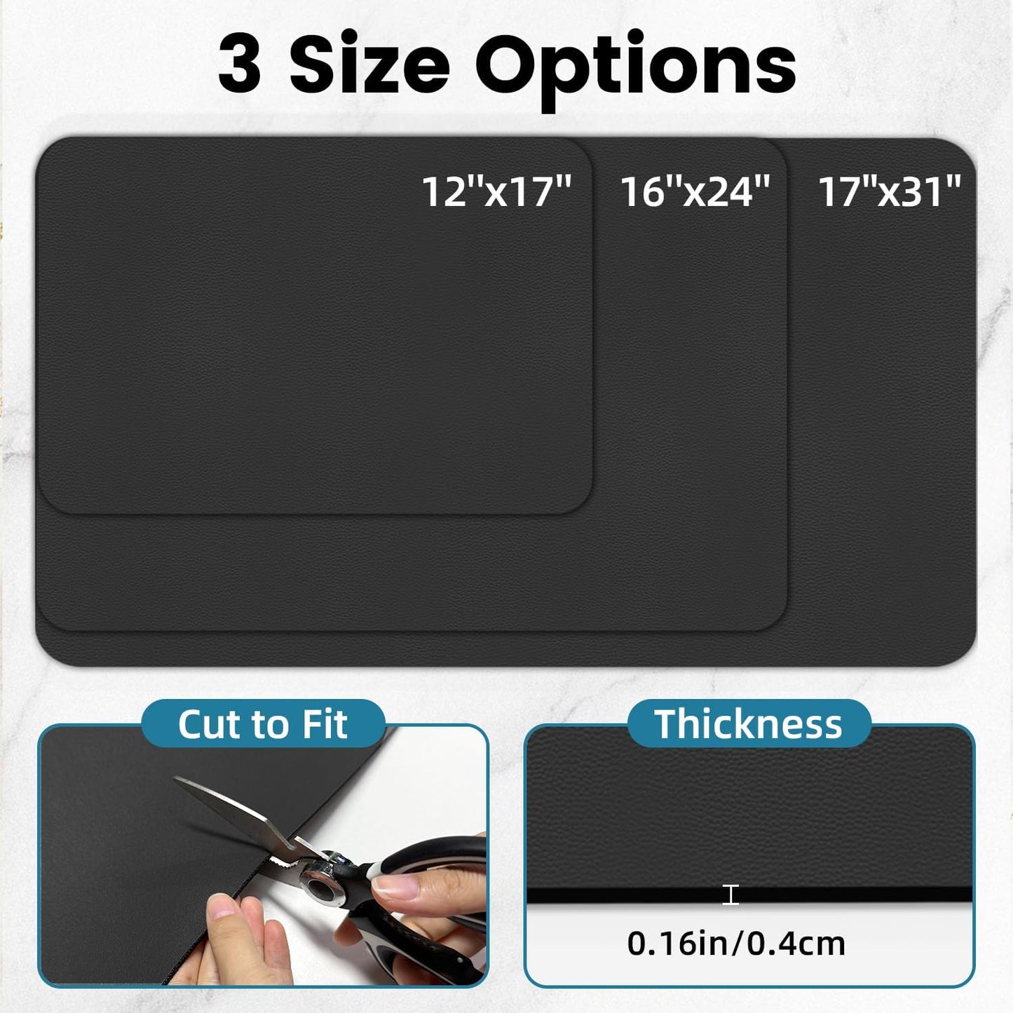 PoYang 31"x17" Coffee Mat X-Large, Coffee Bar Accessories for Countertop, Absorbent Dish Drying Mat, Anti-Slip and Hide Stain Pad for Espresso Machine, Espresso Maker and Kitchen Counter, Black