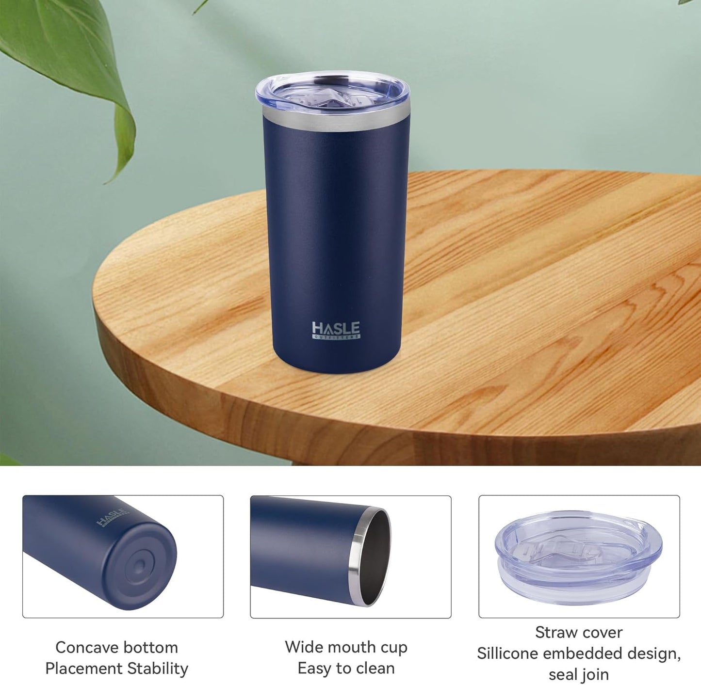 HASLE OUTFITTERS 12 oz Skinny Tumbler, Stainless Steel Insulated Slim Tumbler with Lid, Reusable Double Wall Travel Coffee Mug, Durable Powder Coated Travel Water Cup(Navy,1)