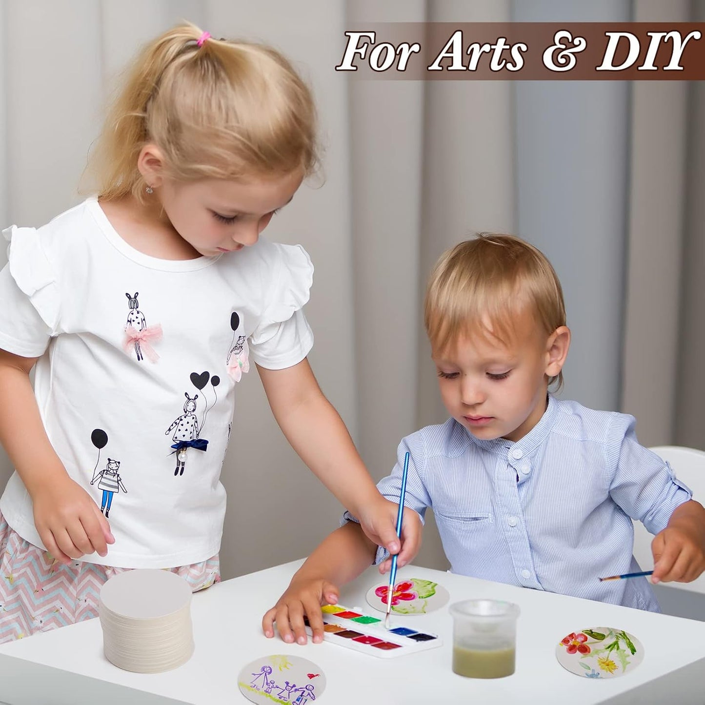 TaoBary 200 Pcs Disposable Paper Coasters Bulk 1MM, 4 Inch Round Cardboard Coasters Blank for Bar Drinks DIY Crafts Arts Wedding (White)