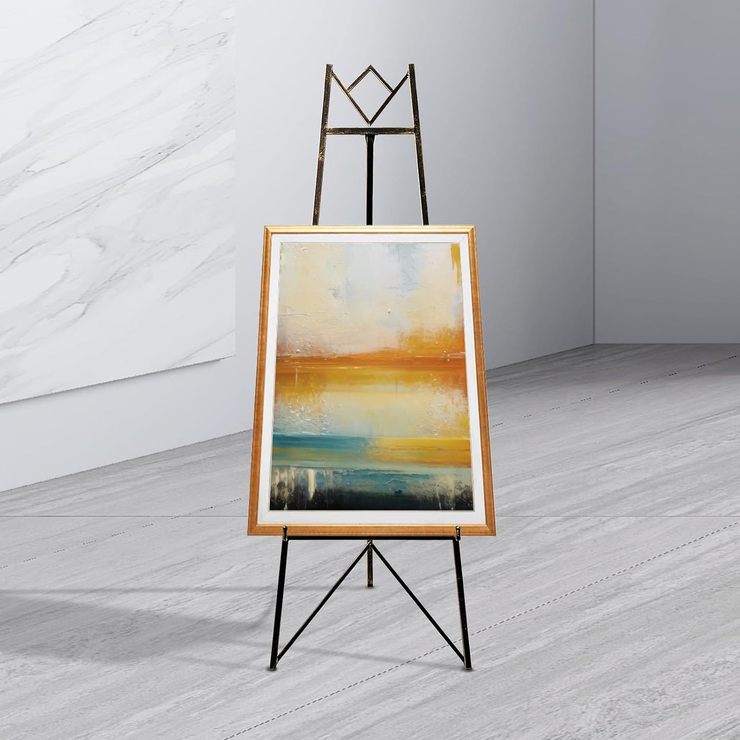 58 Inch Iron Adjustable Arts & Crafts Easels,Metal Easel Stand with Chain Support for Mirror,Floor Easels for Display Wedding Sign(Bronze)