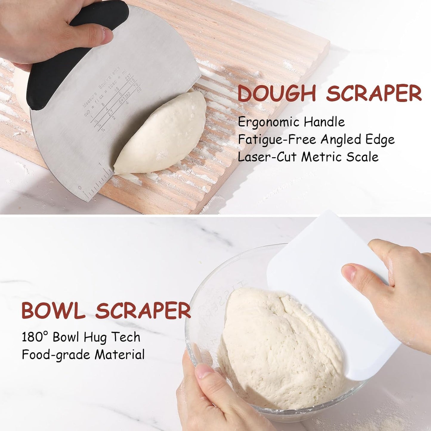 Sourdough Banneton Proofing Basket Set of 2, 9" Round Bread Proofing Basket with Starter Kit Sourdough Bread Baking Supplies for Sour Dough Proofing Fermentation