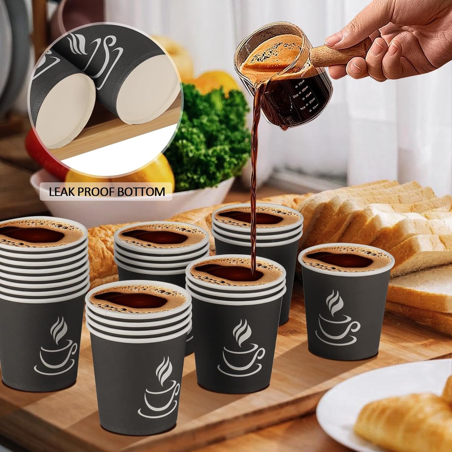 4 oz Paper Coffee Cups - 500 Pack Paper Espresso Cups, Disposable Coffee Cup, Small Paper Cup for Hot or Cold Beverage, Espresso, Capucino for Party, Picnic, Home, Office and Business (Black)