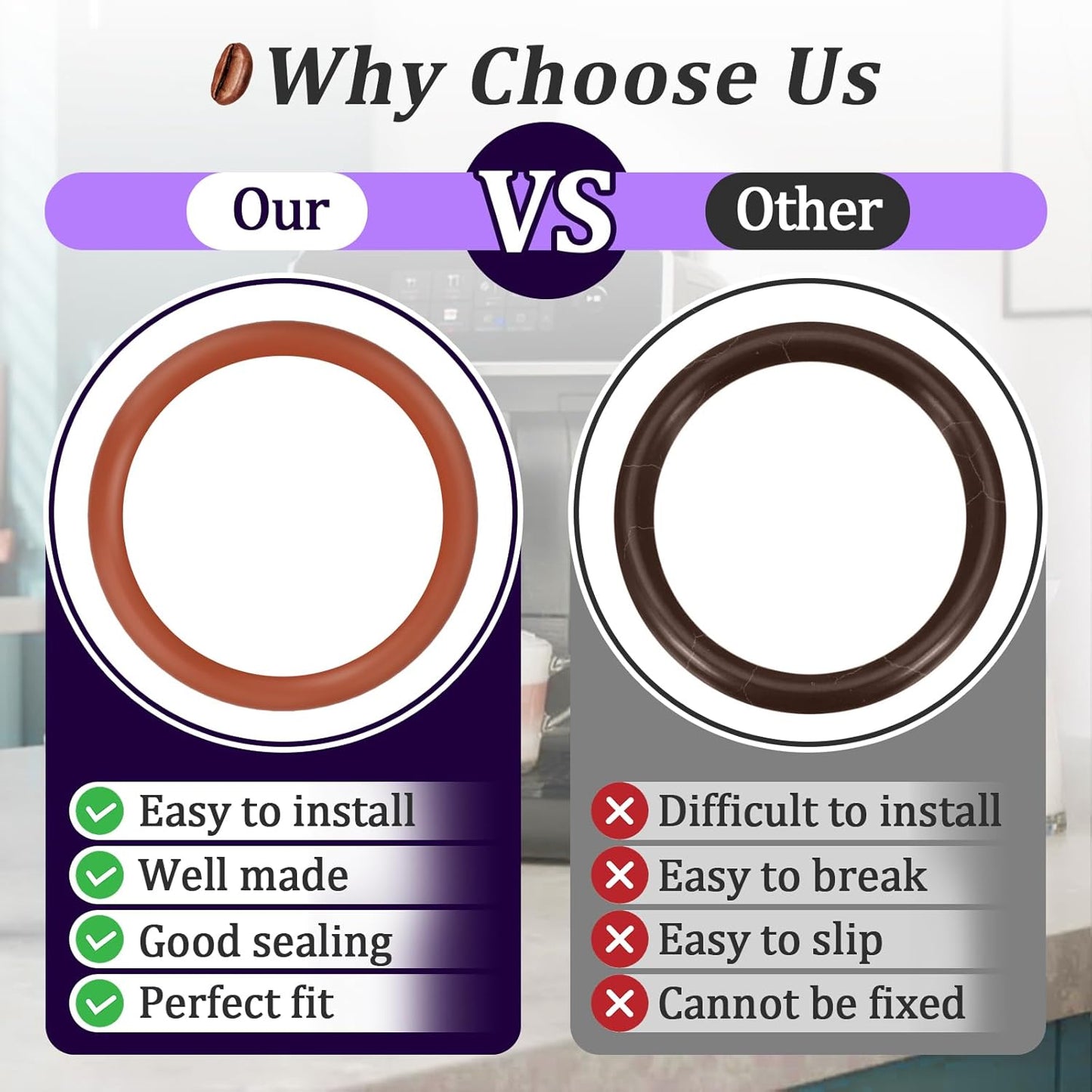 18 PCS Seal O-Ring Kit Gasket Seal Set Fit for Saeco Philips Gaggia, Professional Coffee Machine O'Rings for Boiler Outlet Pin and Brew Unit, Food Grade Silicone Ring for Saeco Daily Replacement