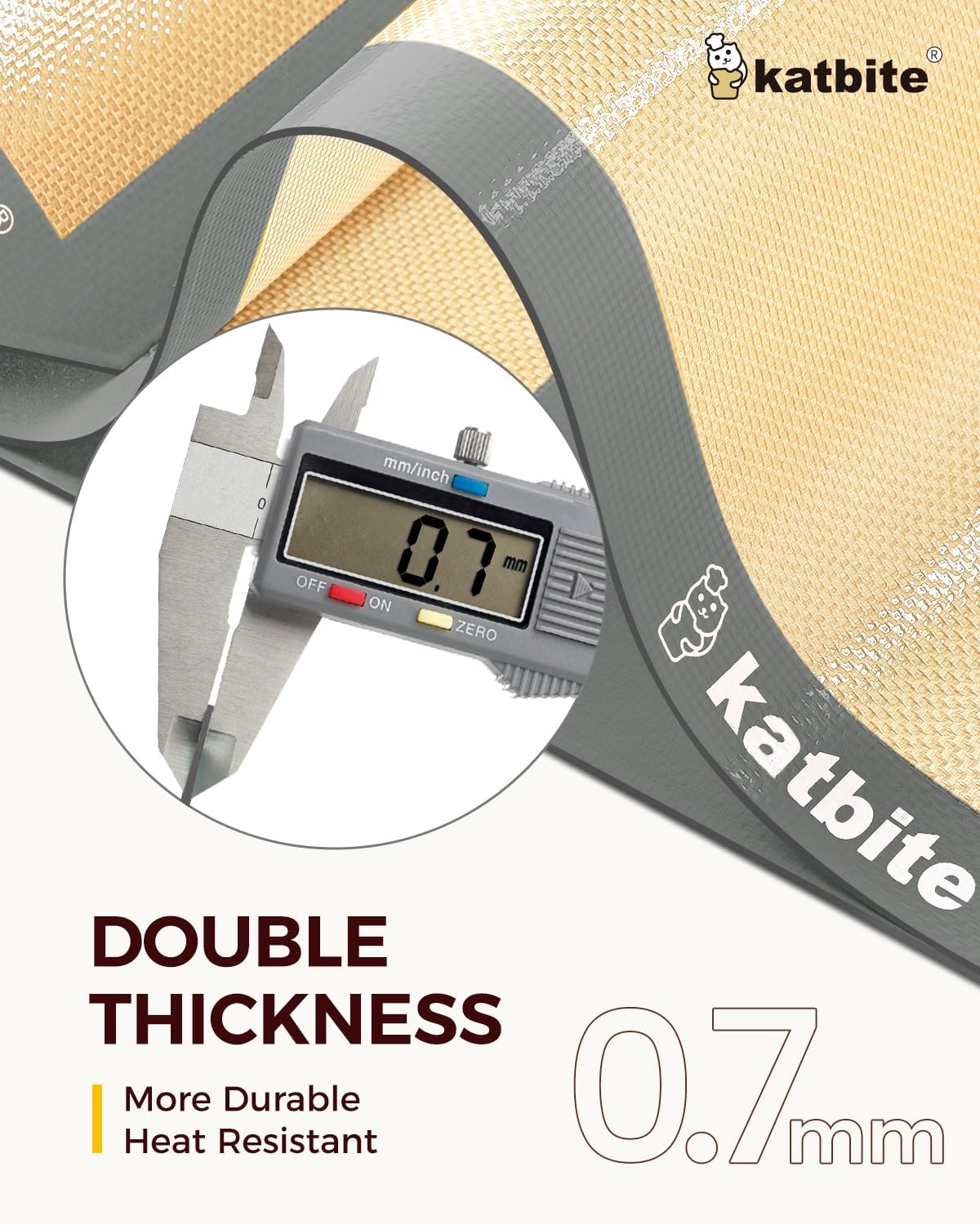 Silicone Baking Mat, Katbite Large Baking Mat Set of 3-2 Half Sheets Mats (11 5/8" x 16 1/2") + 1 Quarter Baking Sheets, Reusable & Nonstick Bakeware Mats for Cookies, Macarons, Bread and Pastry