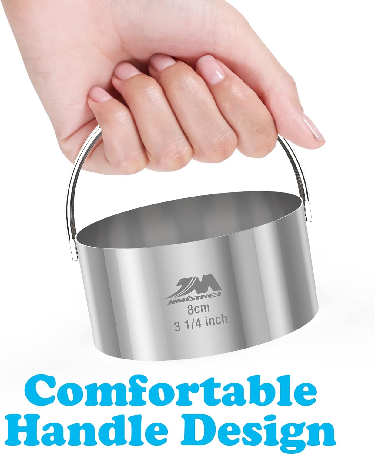 5 Pieces Circle Biscuit Cutter,Professional Stainless Steel Round Cookies Mold Tool with Handle for Baking GIFT Package