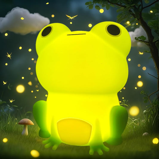 Frog Night Light, Frog Gifts, Cute Silicone Nursery Rechargeable Dimmable Bedside Lamp, Kids' Bedroom Decor, Gift for Children, Teens, Christmas Birthdays