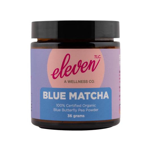 Eleven TLC, Blue Matcha Powder, Butterfly Pea Flower Powder, Matcha Blue Tea, Blue Matcha Latte, Caffeine Free Matcha, Glass Jar, 18 Servings