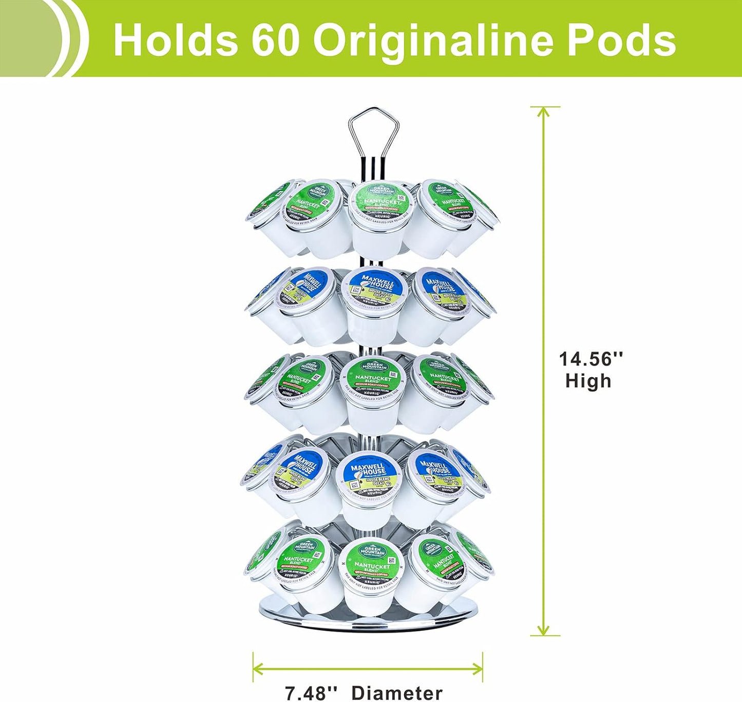 K cup Holder Storage Coffee Capsules Pod Holder Carousel 5 Tier Compatible with 45 K-Cup Pods