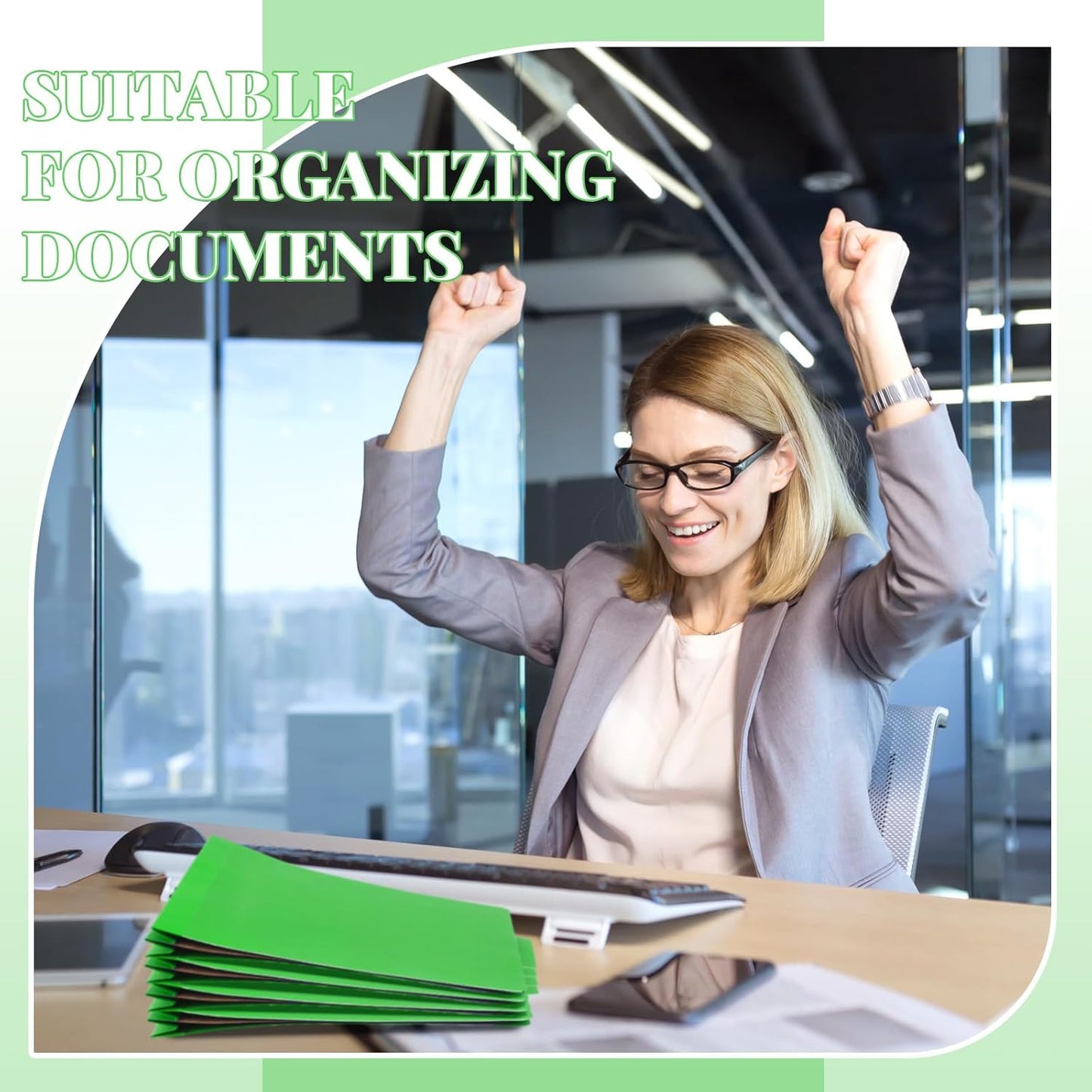 36 Pcs Classification Folders Letter Size, 2 Divider Pressboard File Folders with 3. 5 Inch Expansion, 2 Prongs Fastener, Heavy Duty Office File Organizers for Teachers, Medical (Green)