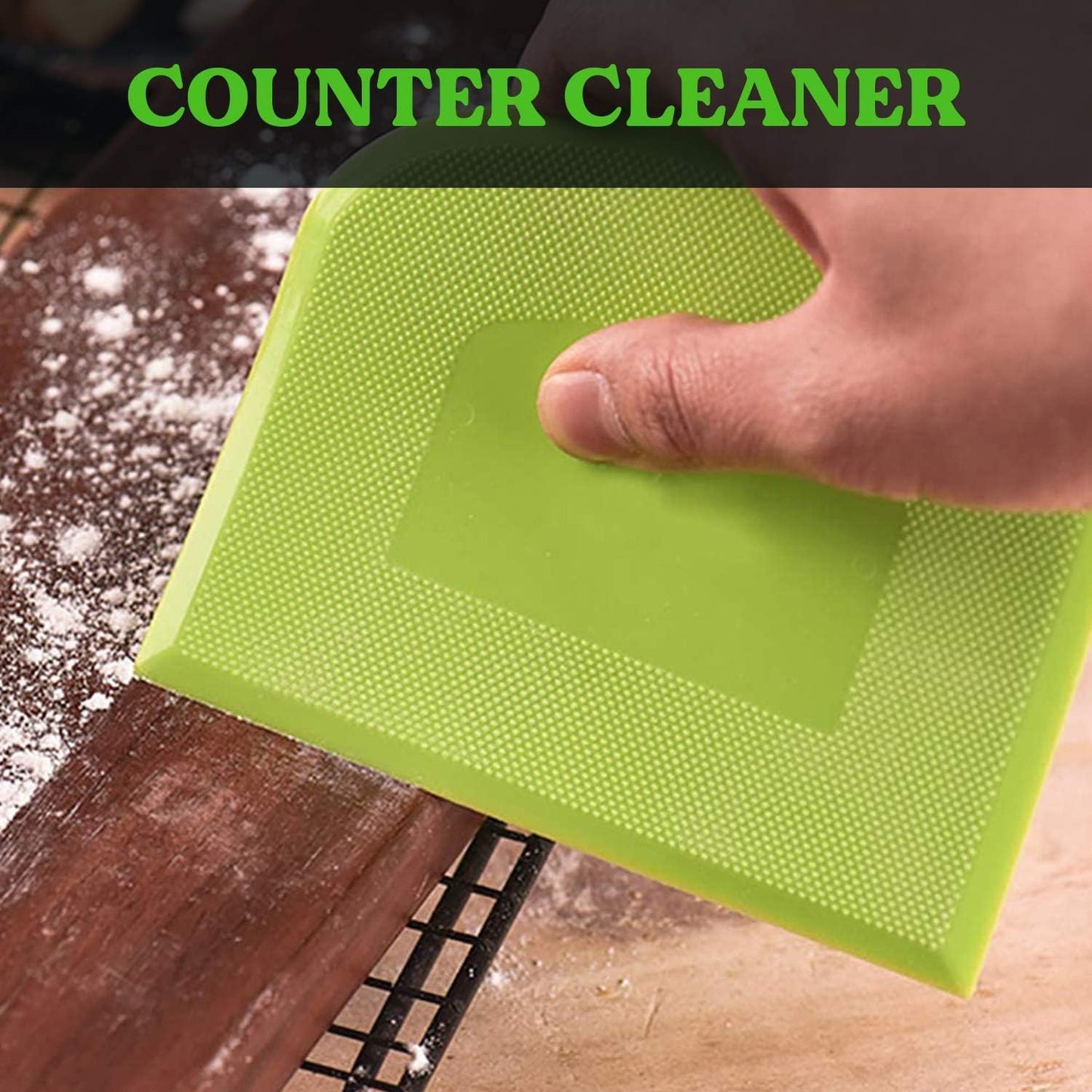 SURDOCA Dough Scraper Bench Scraper - 3P 4.7x3.7" Plastic Flexible Bowl Scraper, Sharp Edge & Angles Cake Scraper. Non-Slip Bakeware Decorating Tools Sculpting & Modeling Tools - Green+Yellow+Green