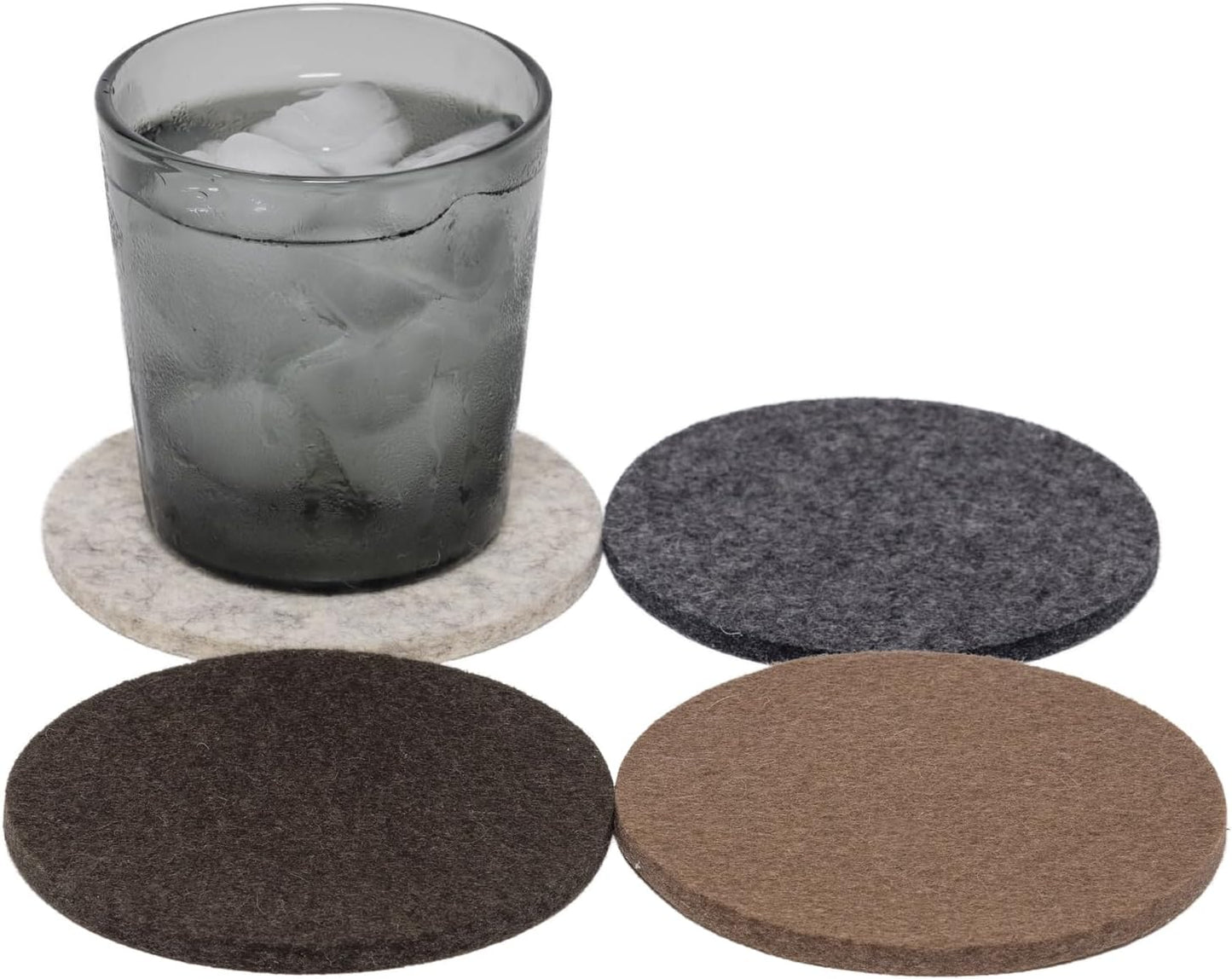 Graf Lantz - Bierfilzl Merino Wool Round Coasters Set of 4 - Sand Dune (4" Circles) - Absorbs 30% of Weight - German Wool - Heat Resistant, Sustainable, & Reusable - Home Decor & Coffee Table Decor