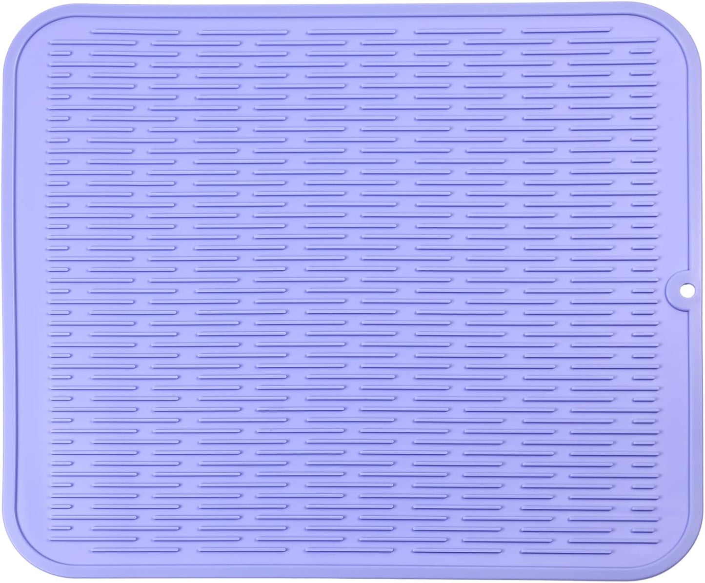 Silicone Dish Drying Mat for Multiple Usage,Easy clean,Eco-friendly,Heat-resistant Silicone Mat for Kitchen Counter or Sink,Refrigerator or Drawer Liner Light Purple XL 18 inches x 16 inches
