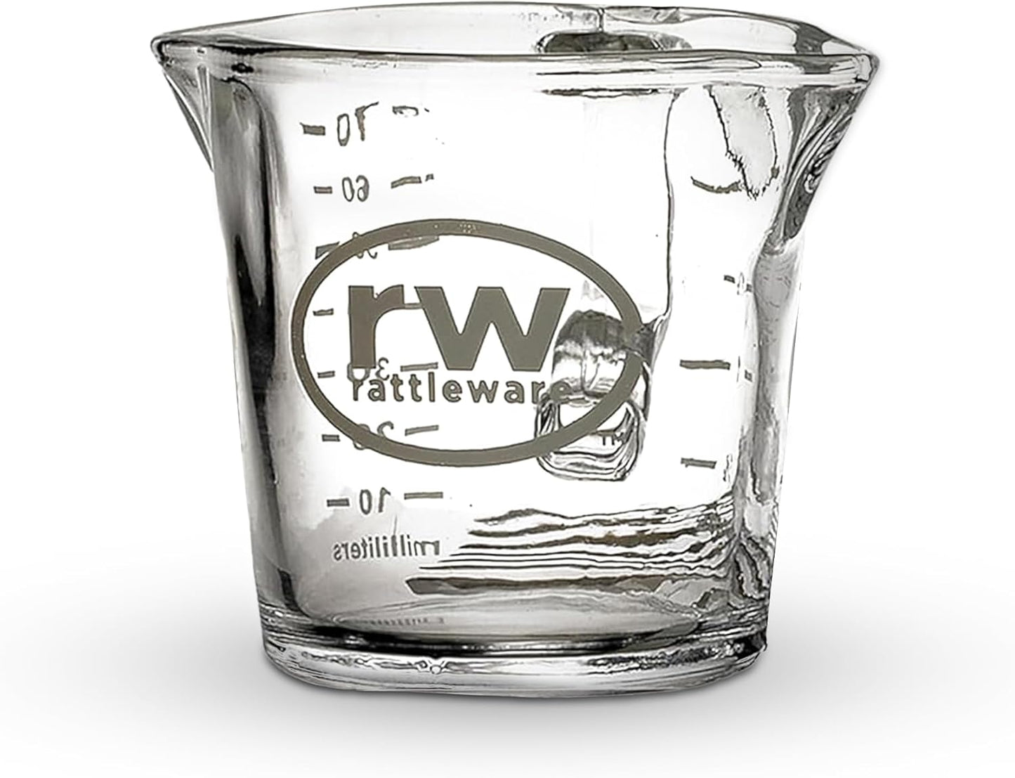 Rattleware 3 oz Espresso Shot Glass Pitcher – Double Spouted Genuine Barista Measuring Cup with Graduations in ml & oz – High-Volume, Commercial-Grade for Swift Espresso Pouring & Precision
