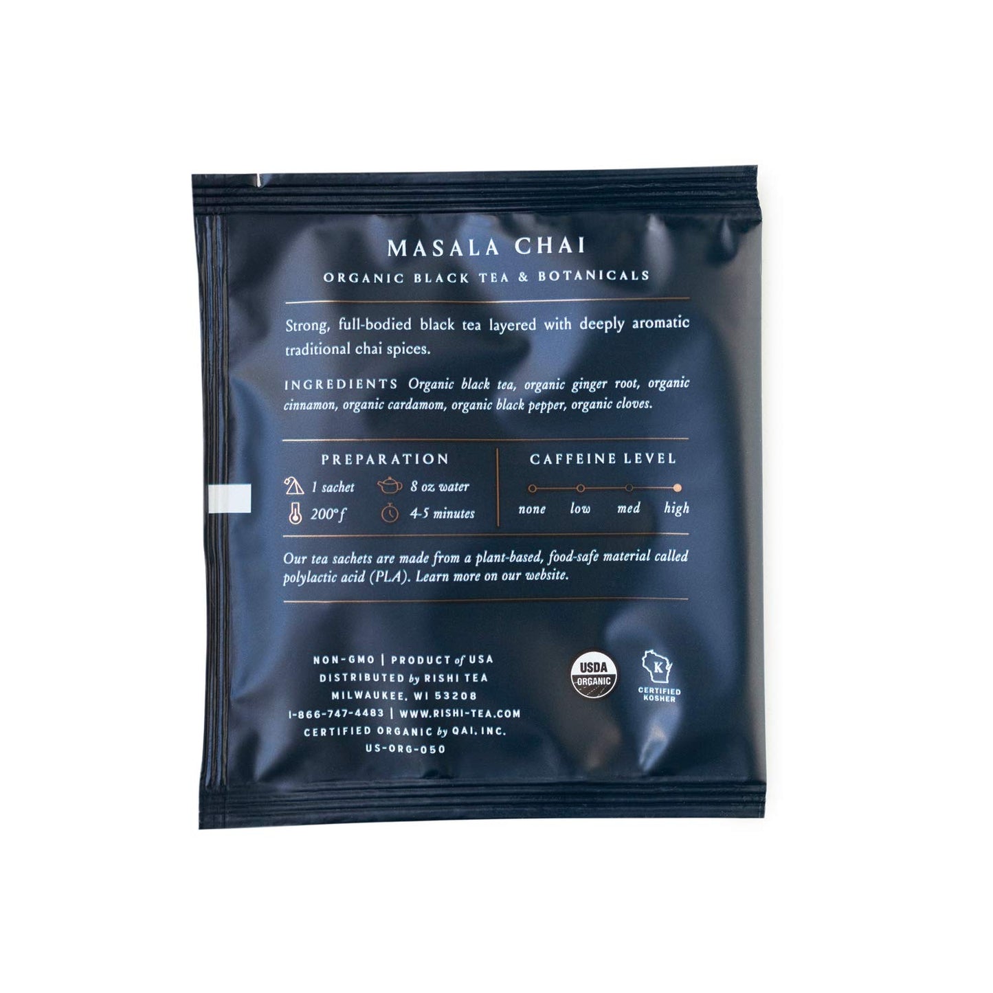 Rishi Tea Masala Chai Black Sachet Tea Bag Blend - Organic, Assam with Whole Spices, Energizing & Caffeinated - 50 Count