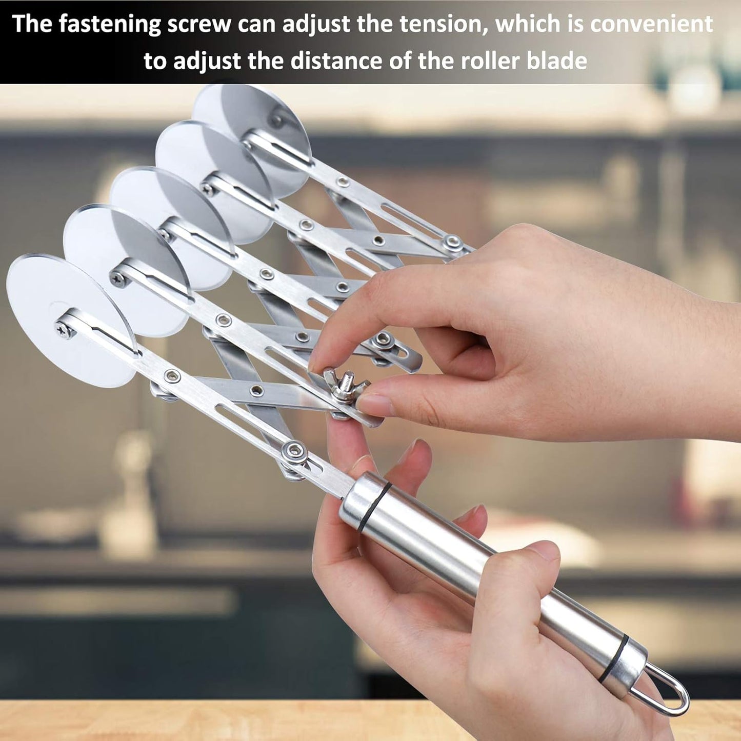 5 Wheel Pastry Cutter Stainless Pizza Slicer Multi-Round Dough Cutter Roller Cookie Pastry Knife Divider with Handle