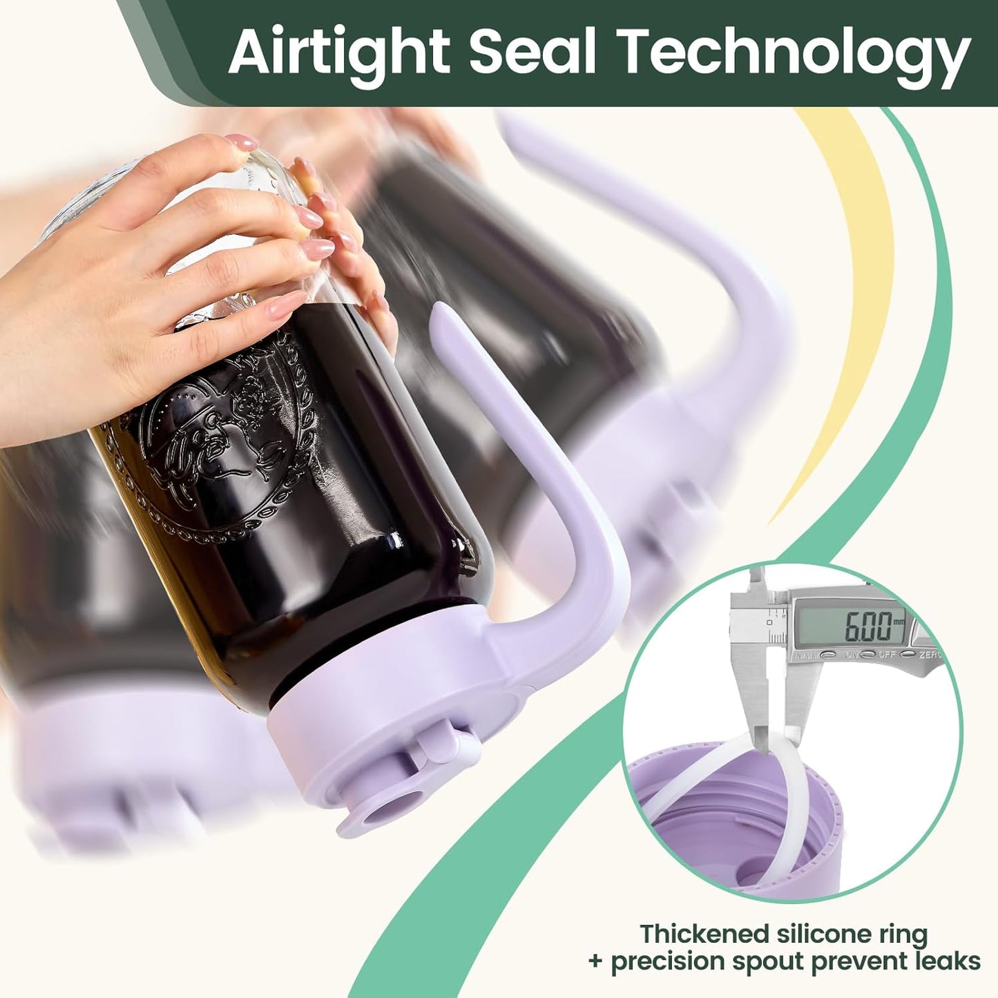 Mason Jar Pitcher - Airtight & Leakproof Glass Pitcher with Lid[set of 2], Perfect for Breastmilk, Cold Brew, and Sun Tea, 2 Quart (64 oz) Mason Jar with Pour Spout Lid