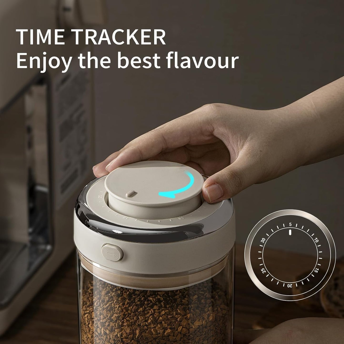 Coffee Canister with Premium Glass - Airtight Coffee Container with One-Way CO2 Valve and Freshness Tracker, Perfect for Coffee Bean Storage,(37 oz / 1100ml)