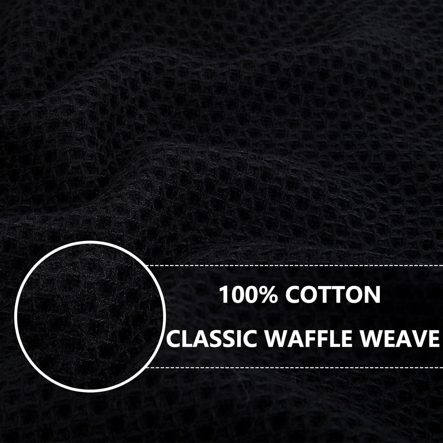 Homaxy 100% Cotton Waffle Weave Kitchen Dish Towels, Ultra Soft Absorbent Quick Drying Cleaning Towel, 13 x 28 Inches, 18-Pack, Black