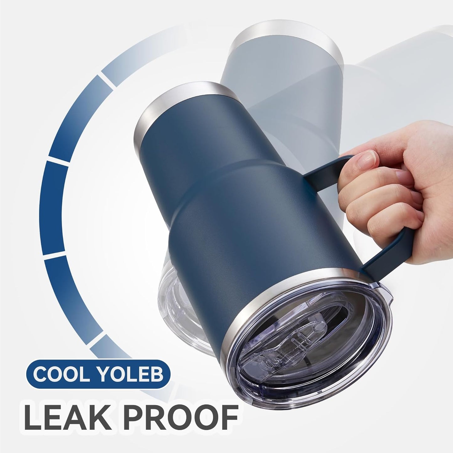 30 oz Tumbler with Handle and Lid, Stainless Steel Tumblers Double Wall Vacuum Insulated Travel Mug Leak Proof Cup Keep Drinks Cold and Hot Navy, 1 Pack